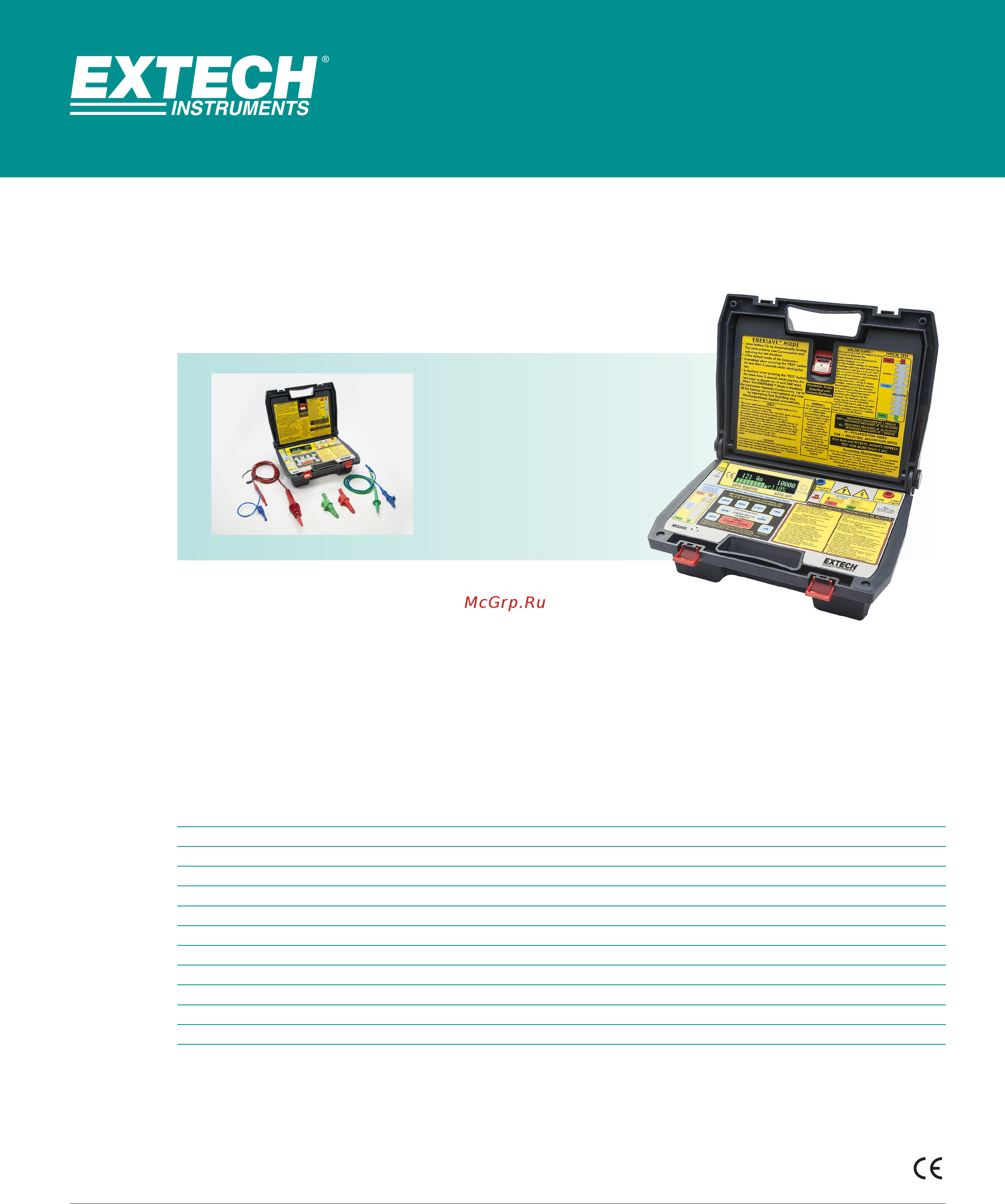 EXTECH MG500 Data Sheet онлайн