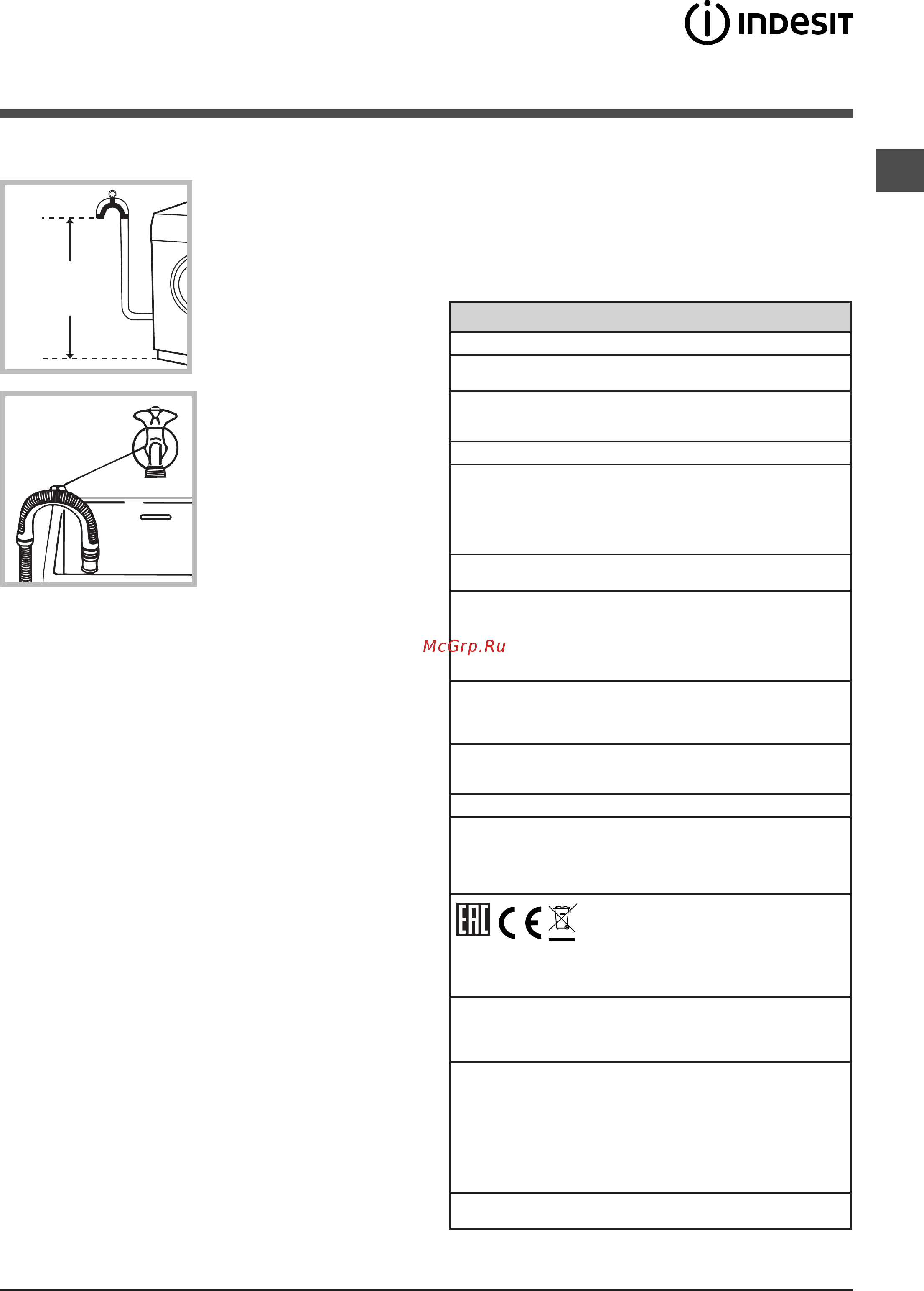Indesit BWSE 61251 [3/56] Технические данные
