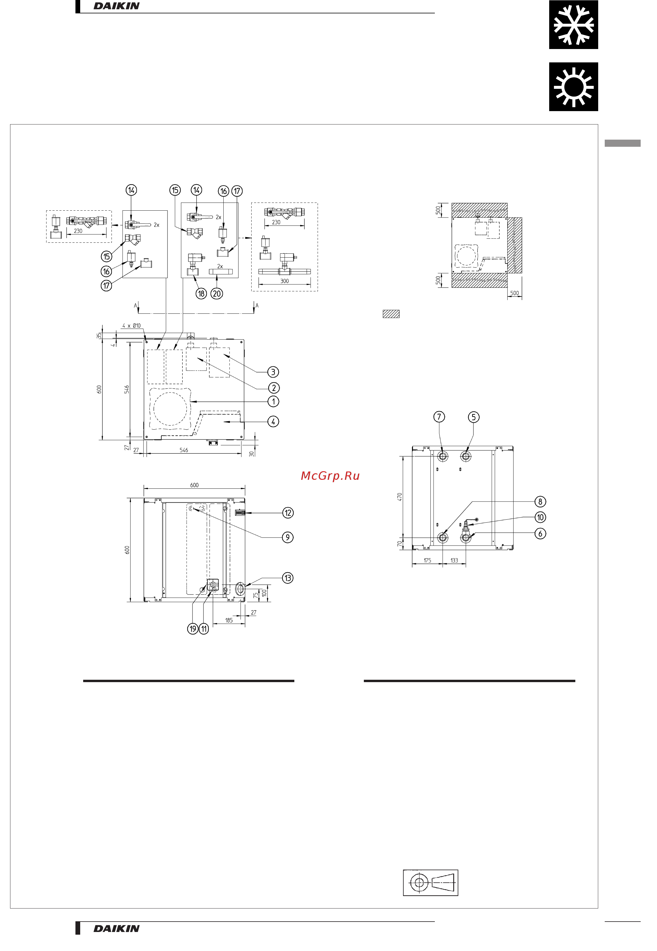 Daikin EUW10KZW [25/49] Dimensional drawings