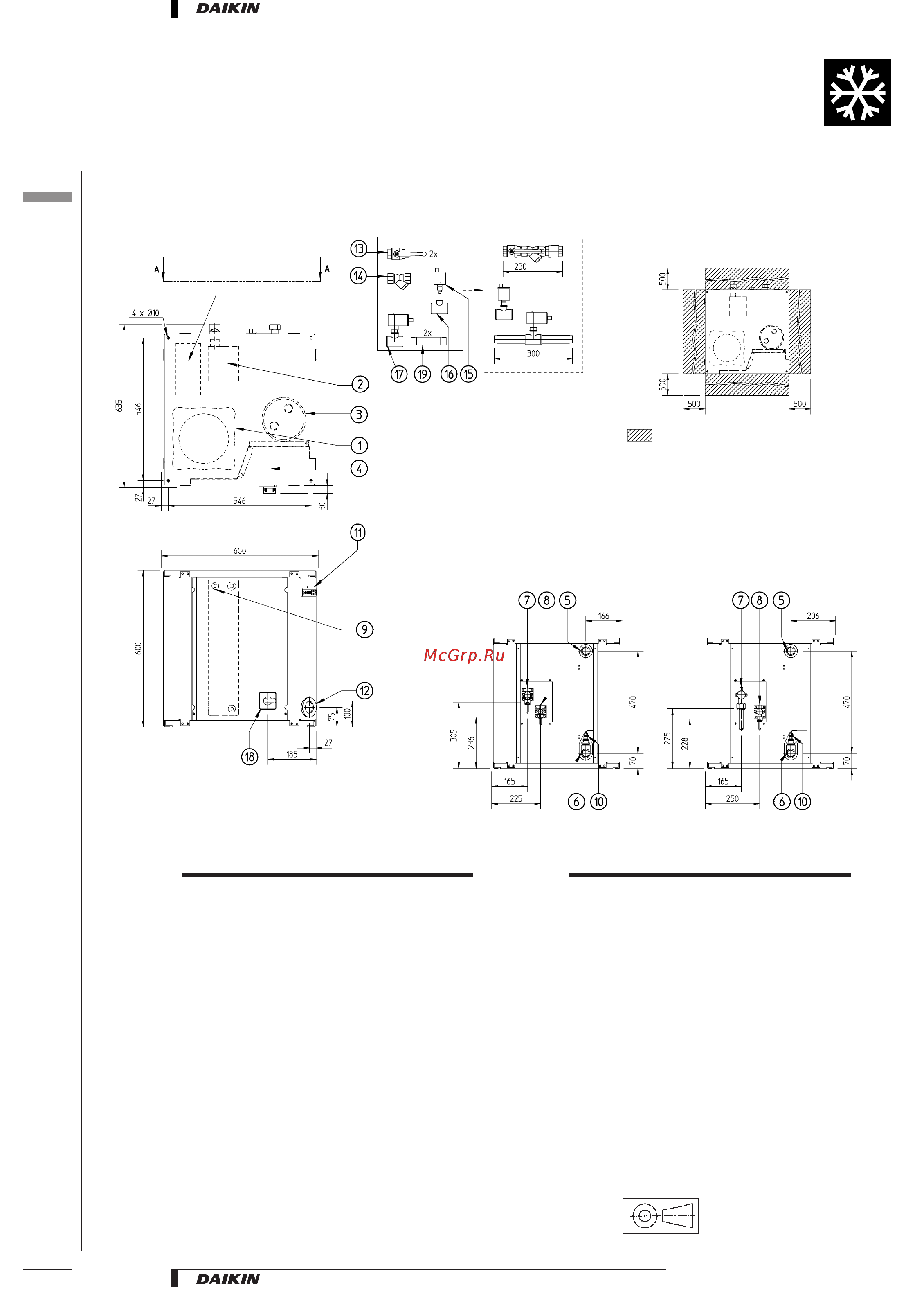 Daikin EUWL10KZW [14/21] Dimensional drawings
