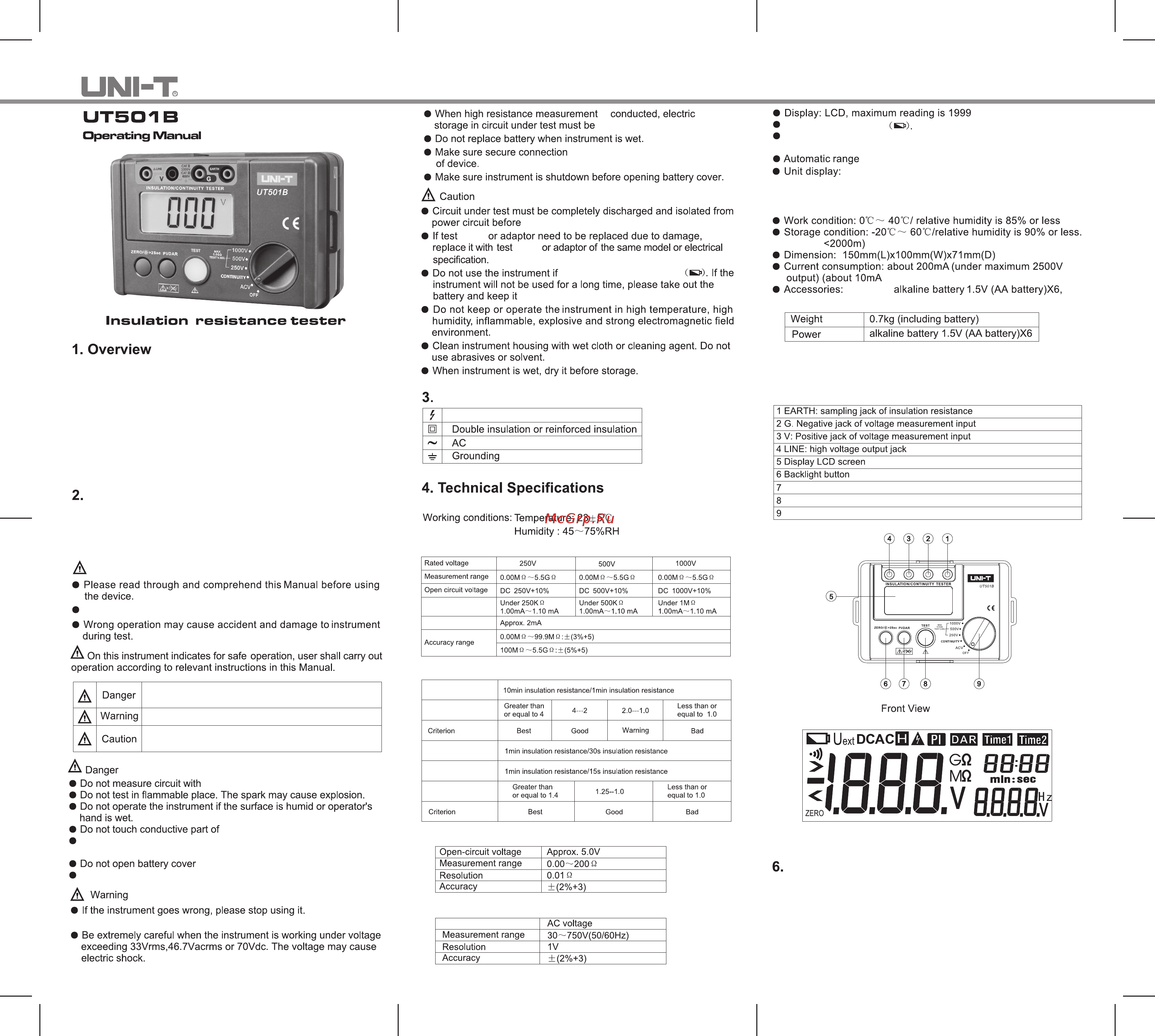 Uni-T UT501B Расширенная инструкция онлайн