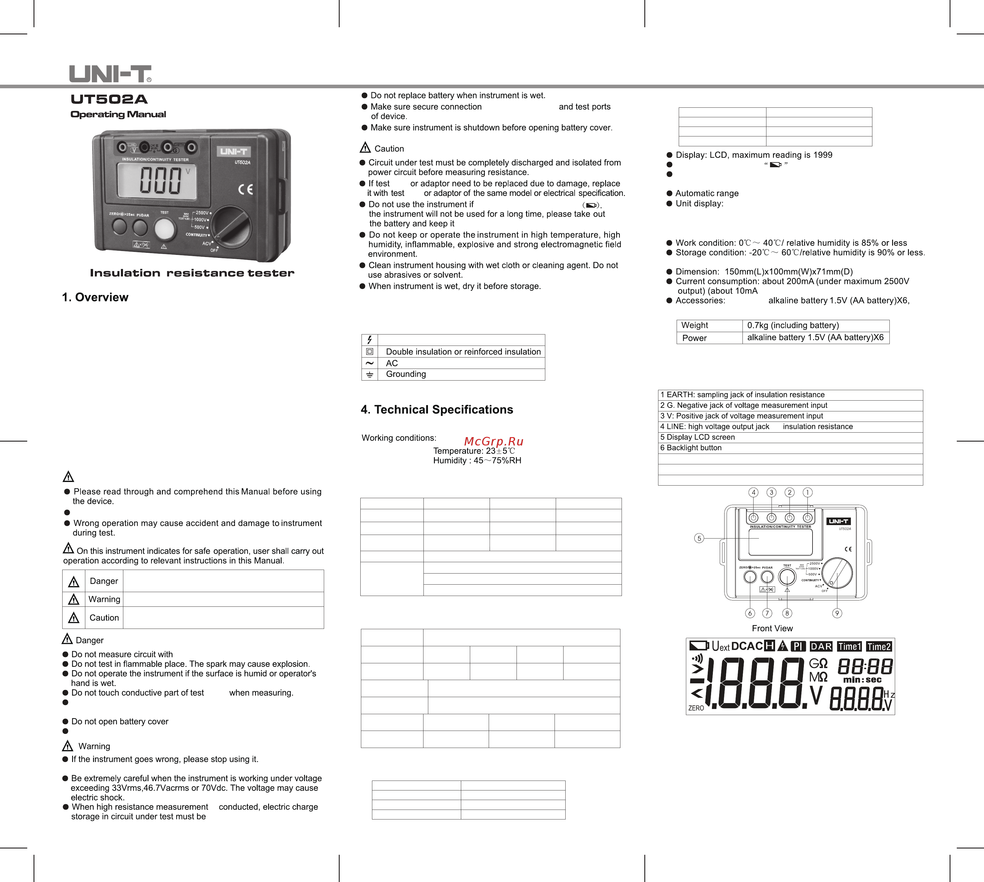 Uni-T UT502A Расширенная инструкция онлайн