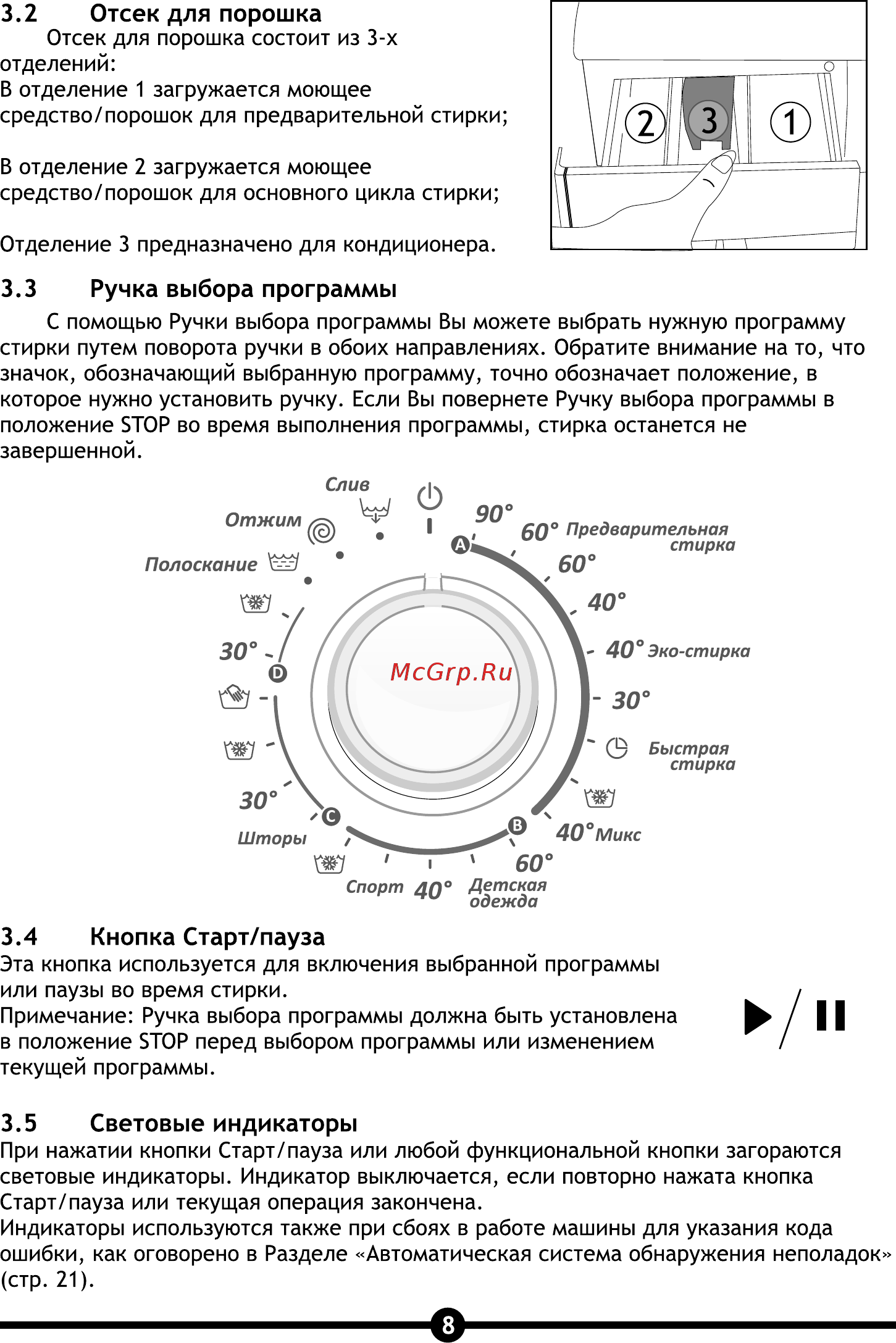 Vestel AWM 1041 (S) [10/28] Ручка выбора программы