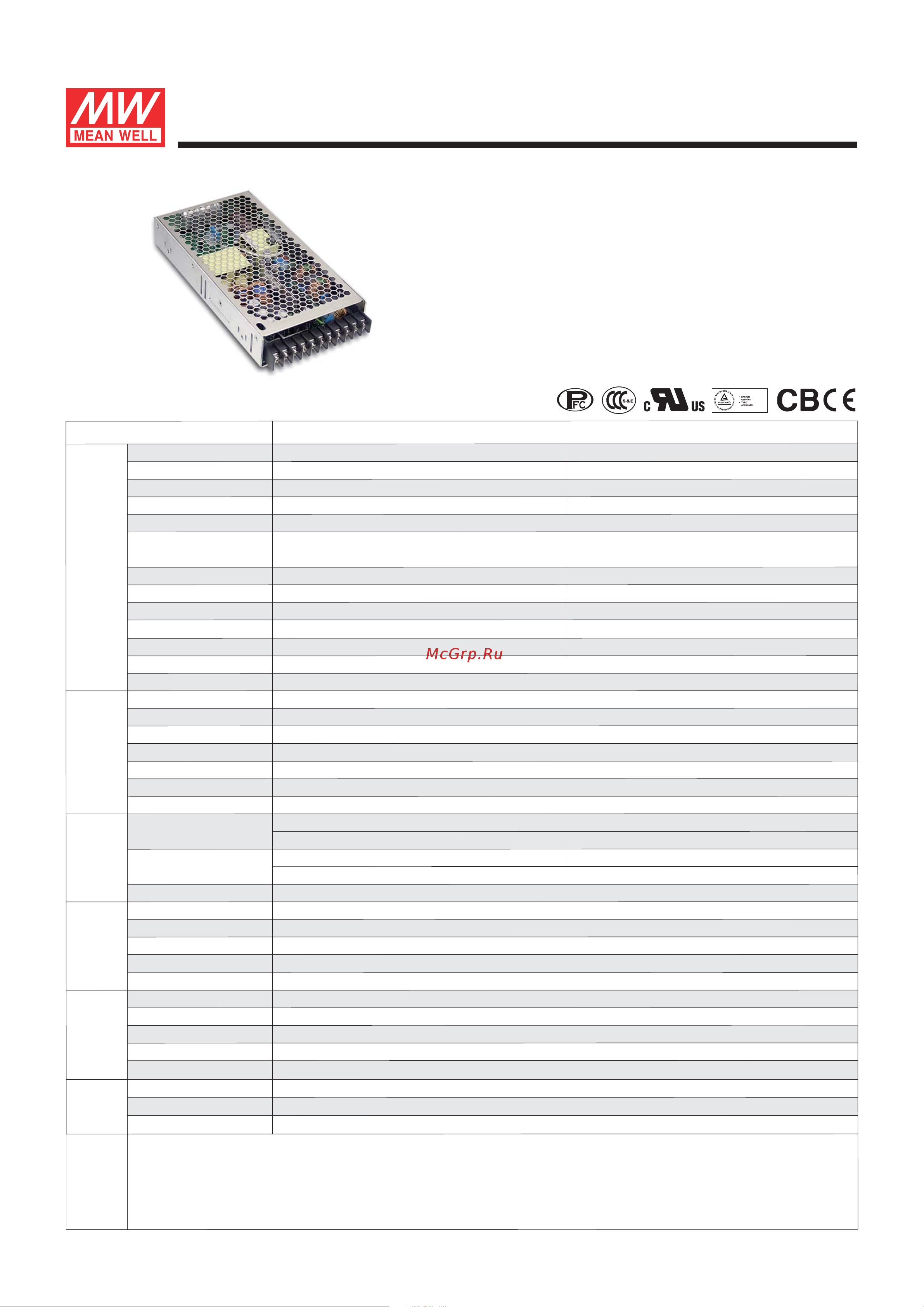 MEAN WELL HDP-190 Data Sheet онлайн