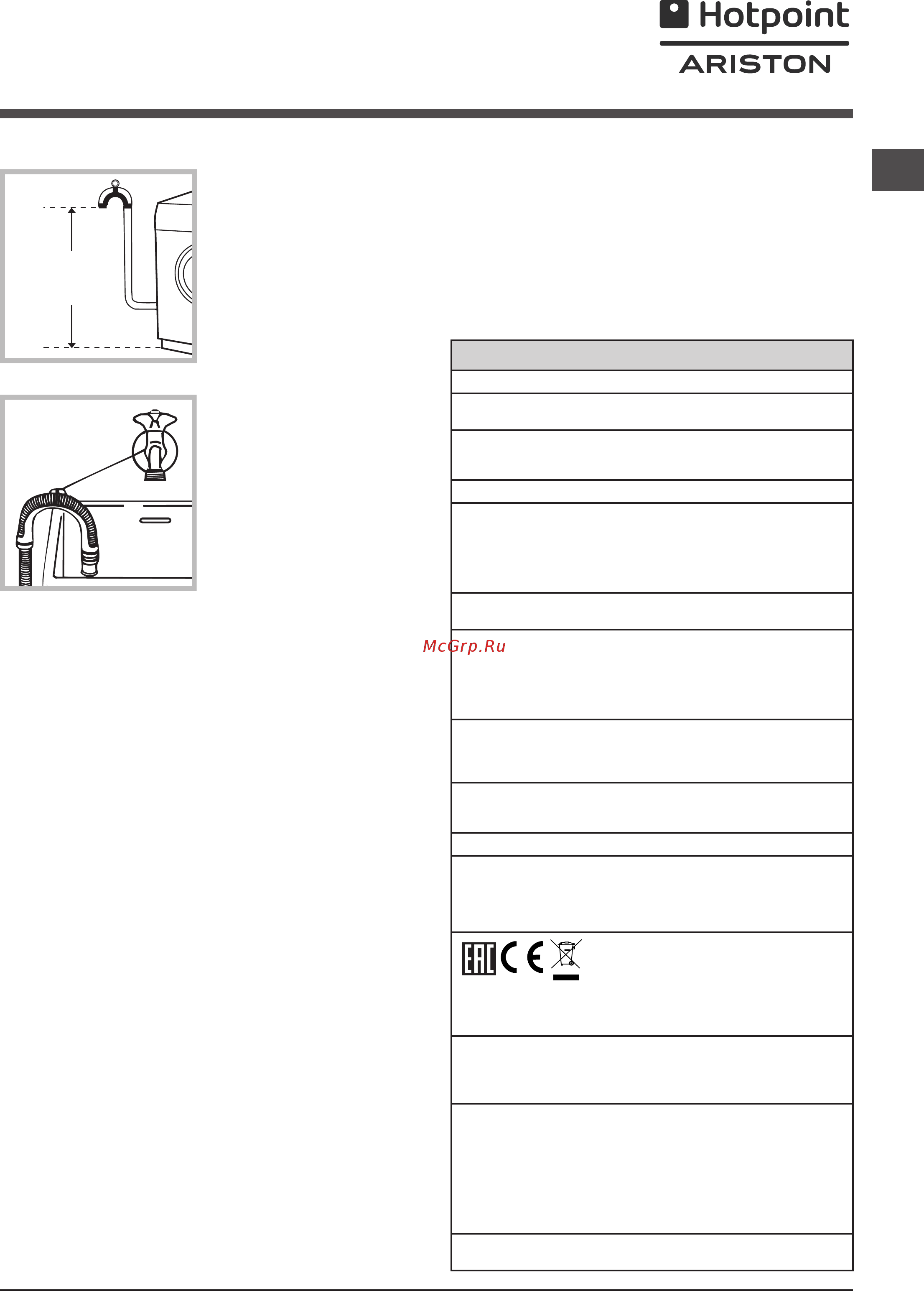Hotpoint-Ariston VMSD 722 [3/12] Первый цикл стирки