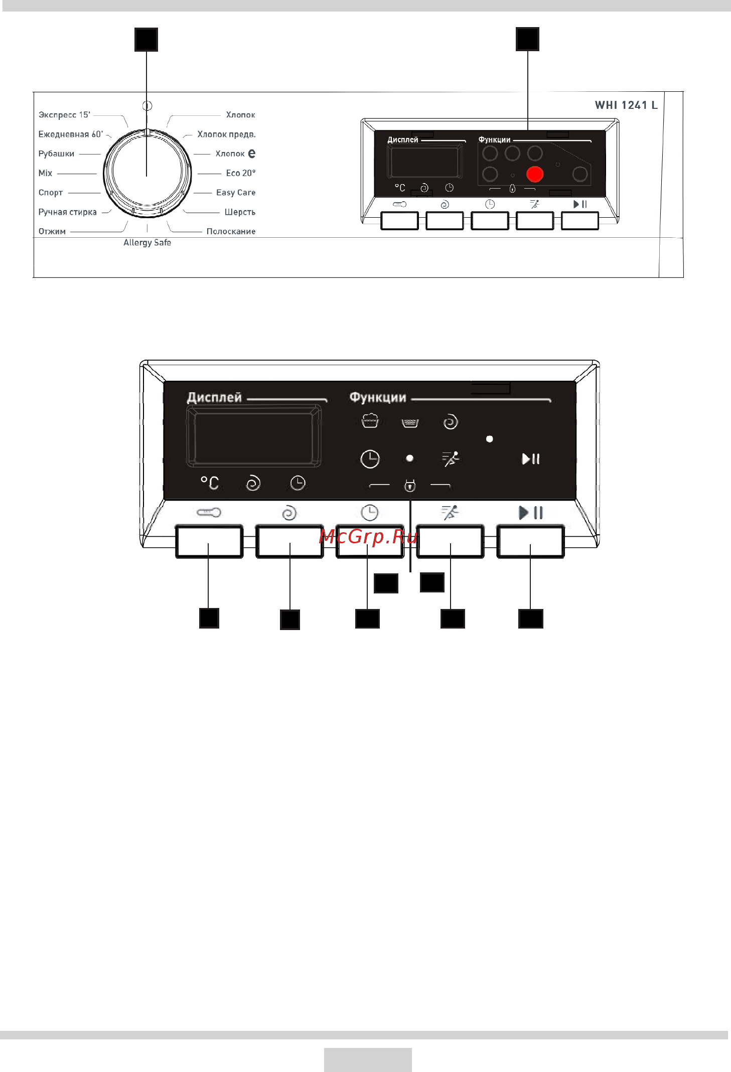 Hansa WHI 1241 L [9/24] Описание панели управления и дисплея