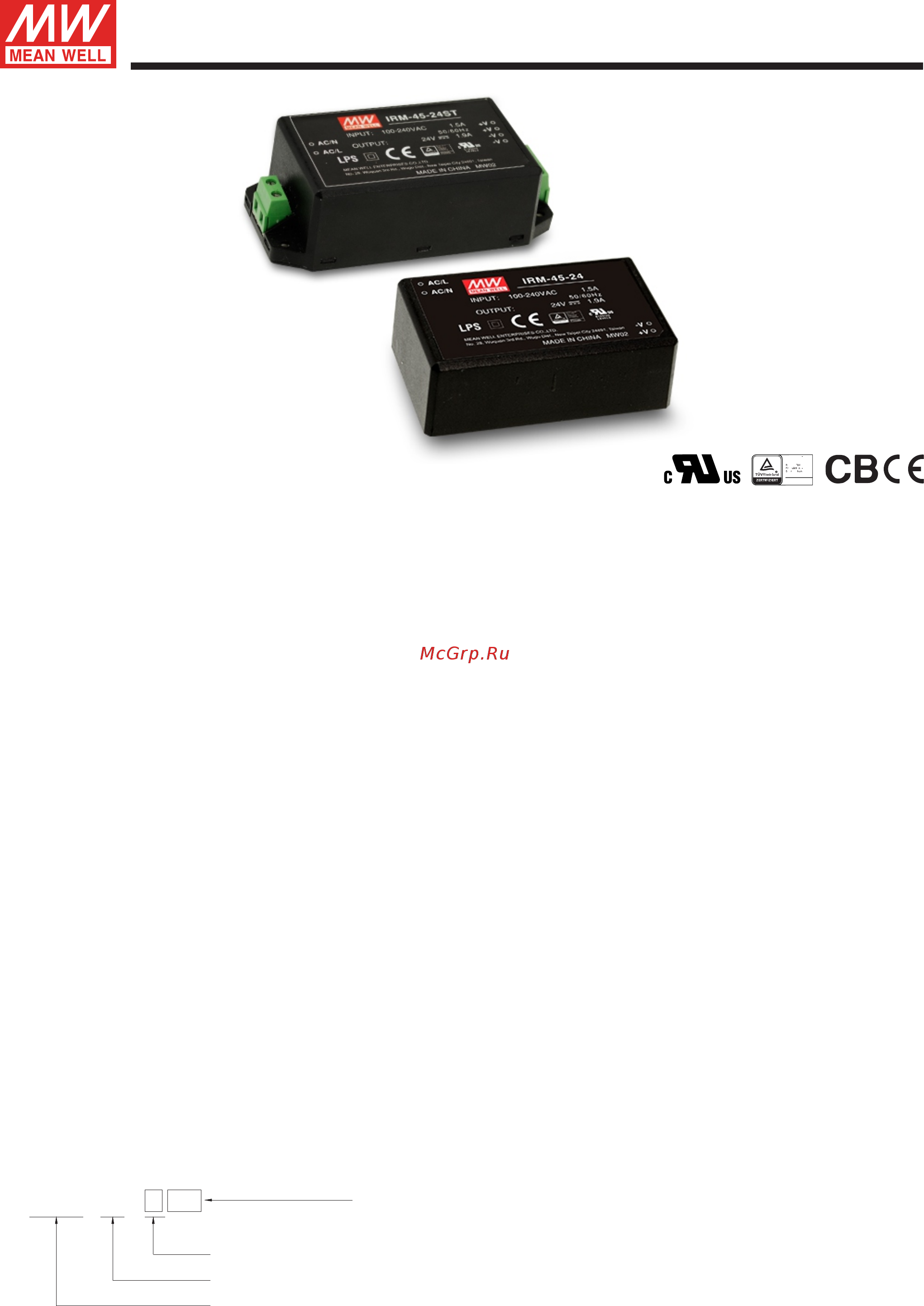 MEAN WELL IRM-45-12ST Data Sheet онлайн