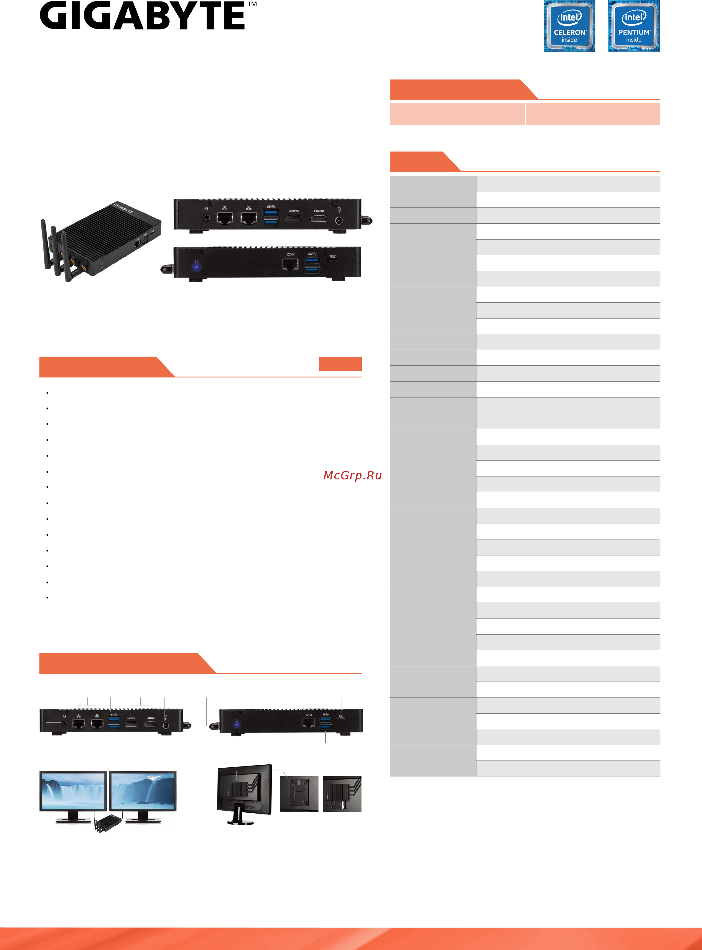 Gigabyte GB-EACE-3450 (rev. 1.0) Datasheet онлайн