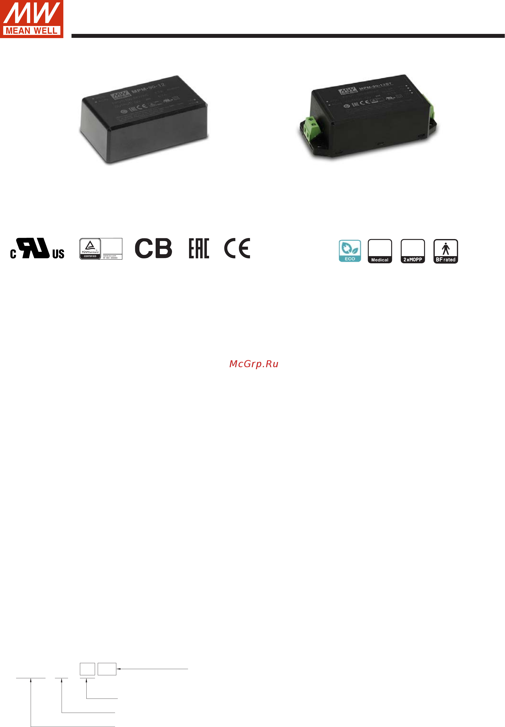 MEAN WELL MPM-90-15ST Data sheet онлайн