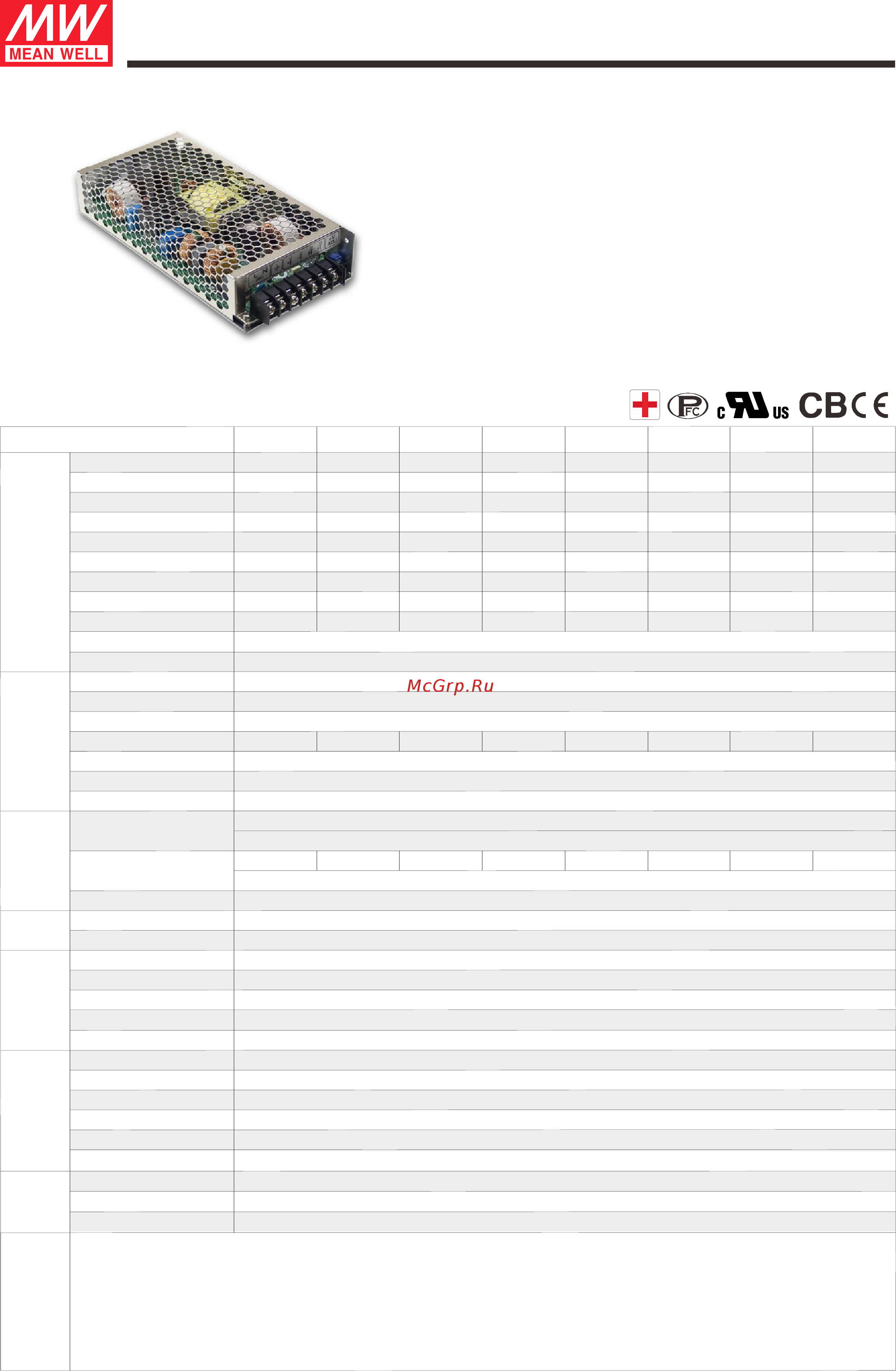 MEAN WELL MSP-200-3.3 Data sheet онлайн