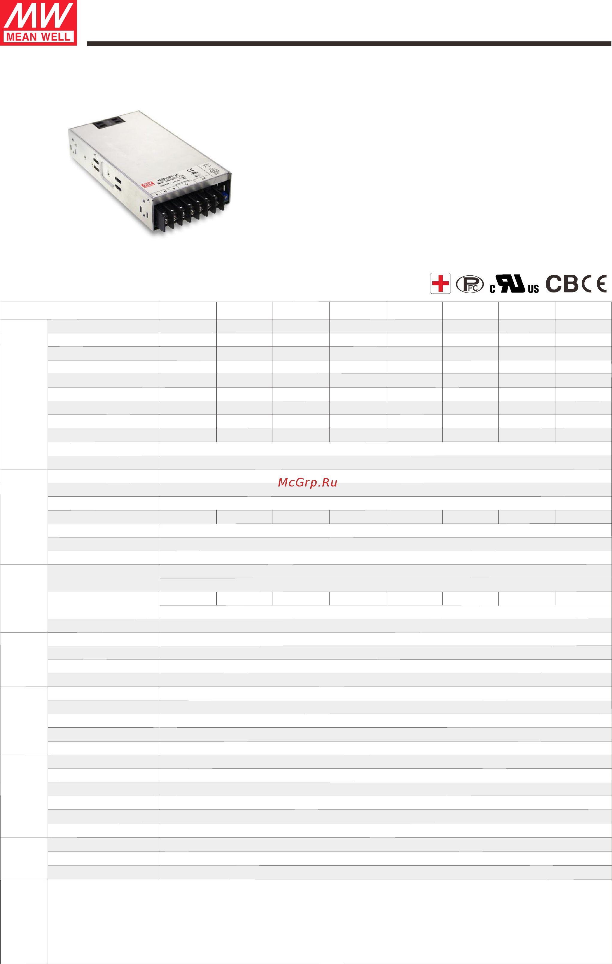 MEAN WELL MSP-300-12 Data sheet онлайн