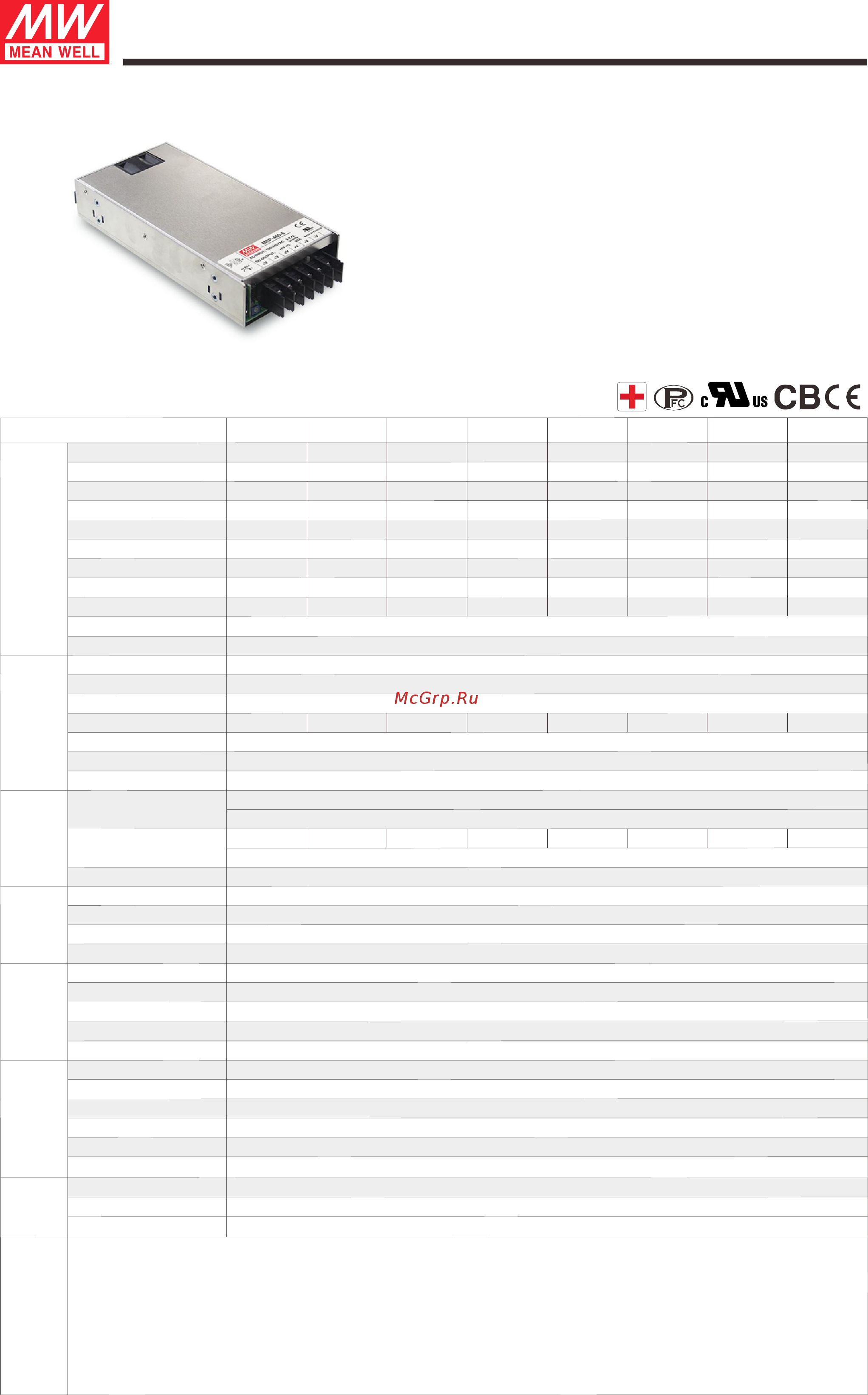 MEAN WELL MSP-450-3.3 Data sheet онлайн