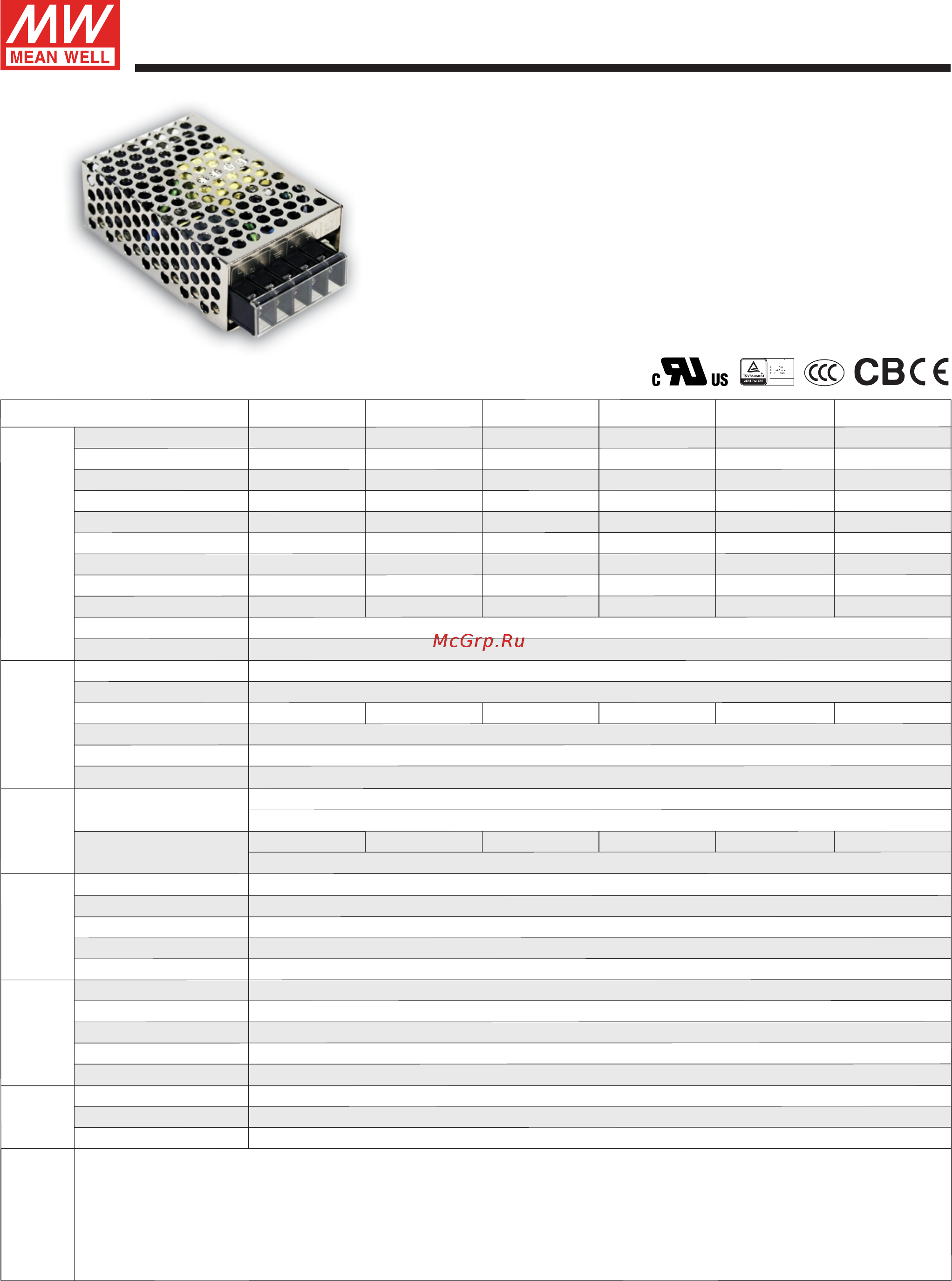 MEAN WELL RS-25-12 Data Sheet онлайн