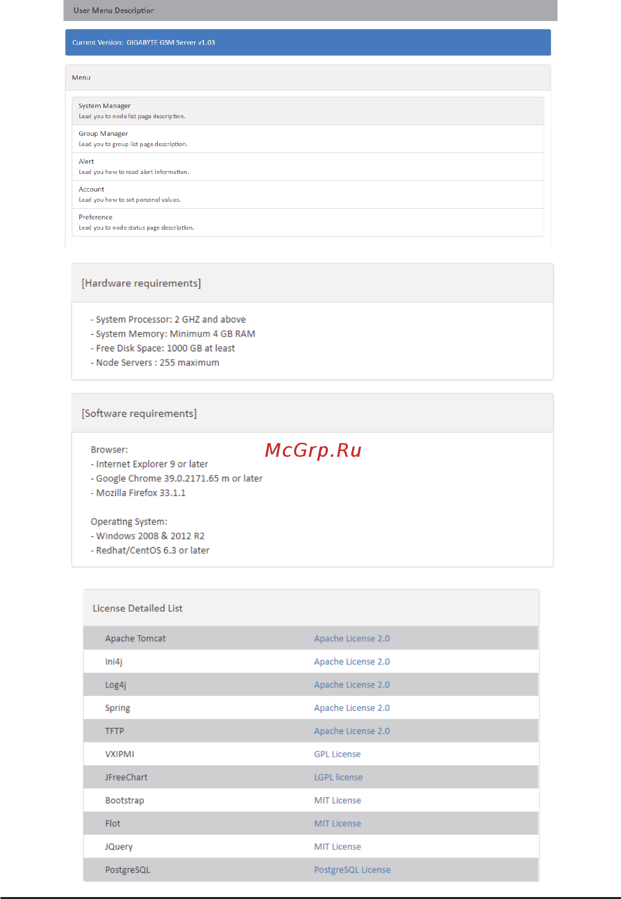 Gigabyte MZ72-HB0 (rev. 1.x) [62/68] Help page provides general information including license information hardware requirements software requirements and operating system requirements