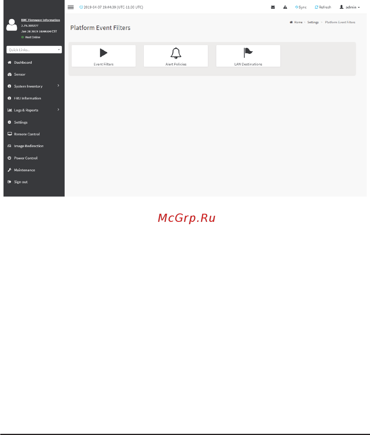 Gigabyte W291-Z00 (rev. A00) [55/134] 6 8 platform event filter