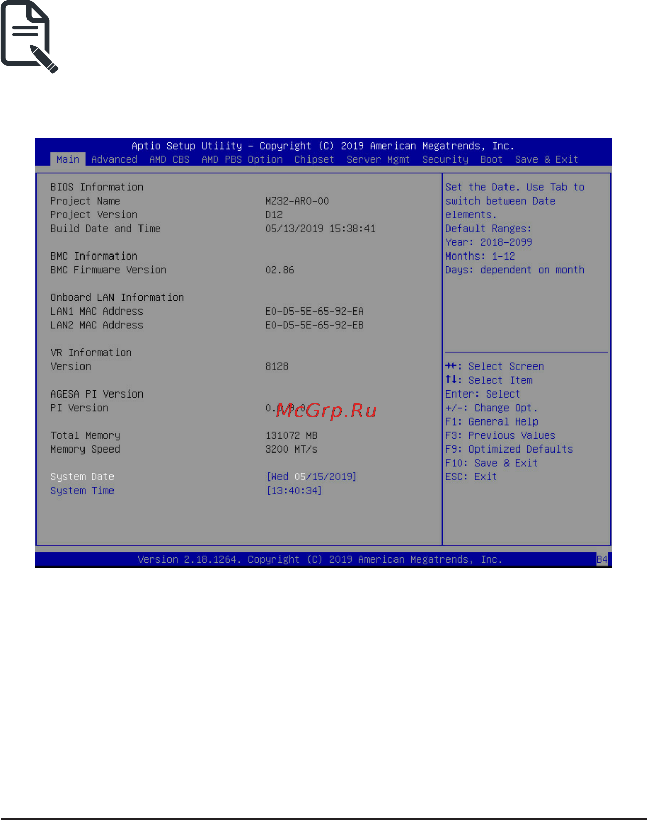 Gigabyte MZ32-AR0 (rev. 1.0) [30/146] 1 the main menu