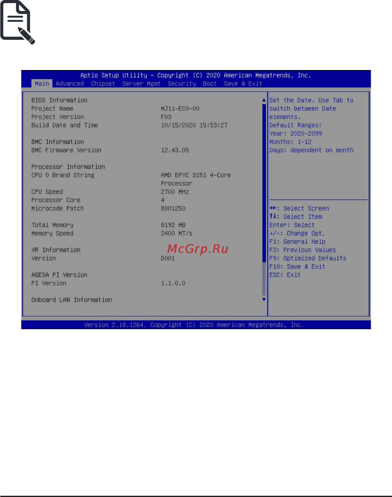 Gigabyte MJ11-EC0 (rev. 1.2) [26/109] 1 the main menu