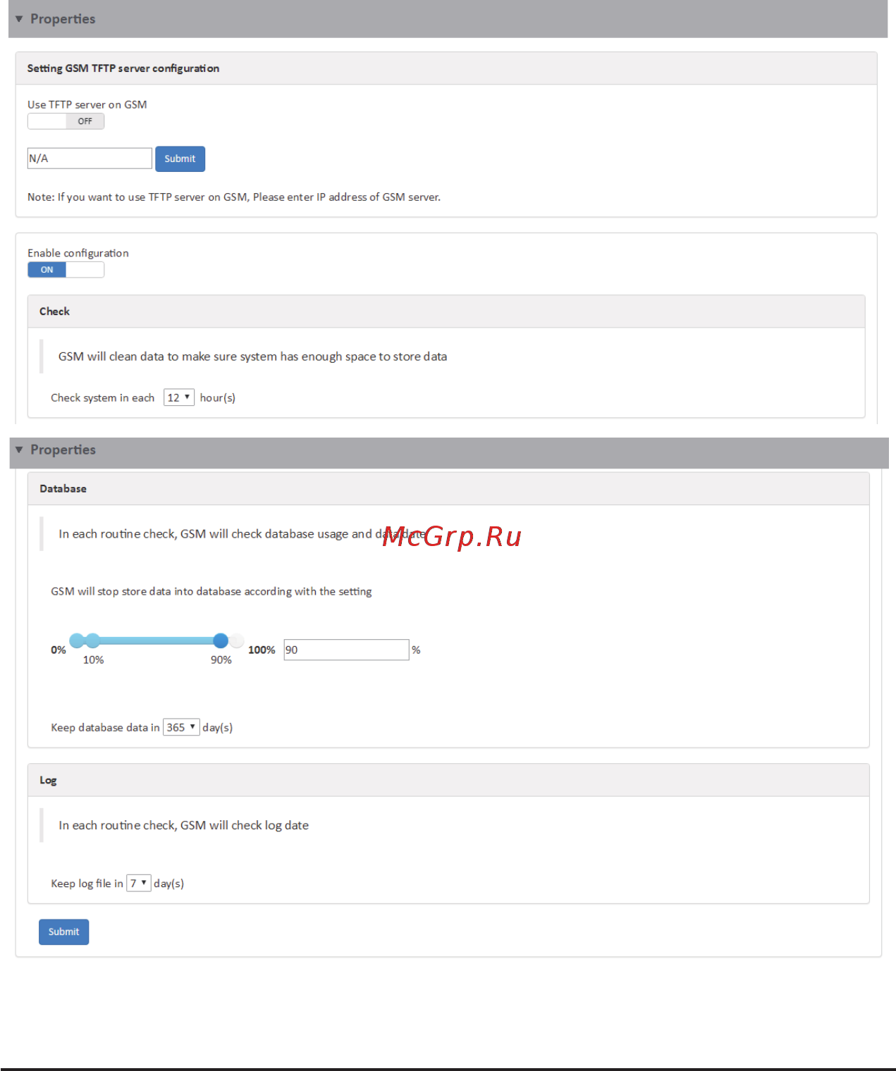 Gigabyte MH60-RE1 (rev. 1.1) [43/49] 2 5 5 properties properties containsgsmtftpserverconfigurationforallnodes systemswithinthe definediprange
