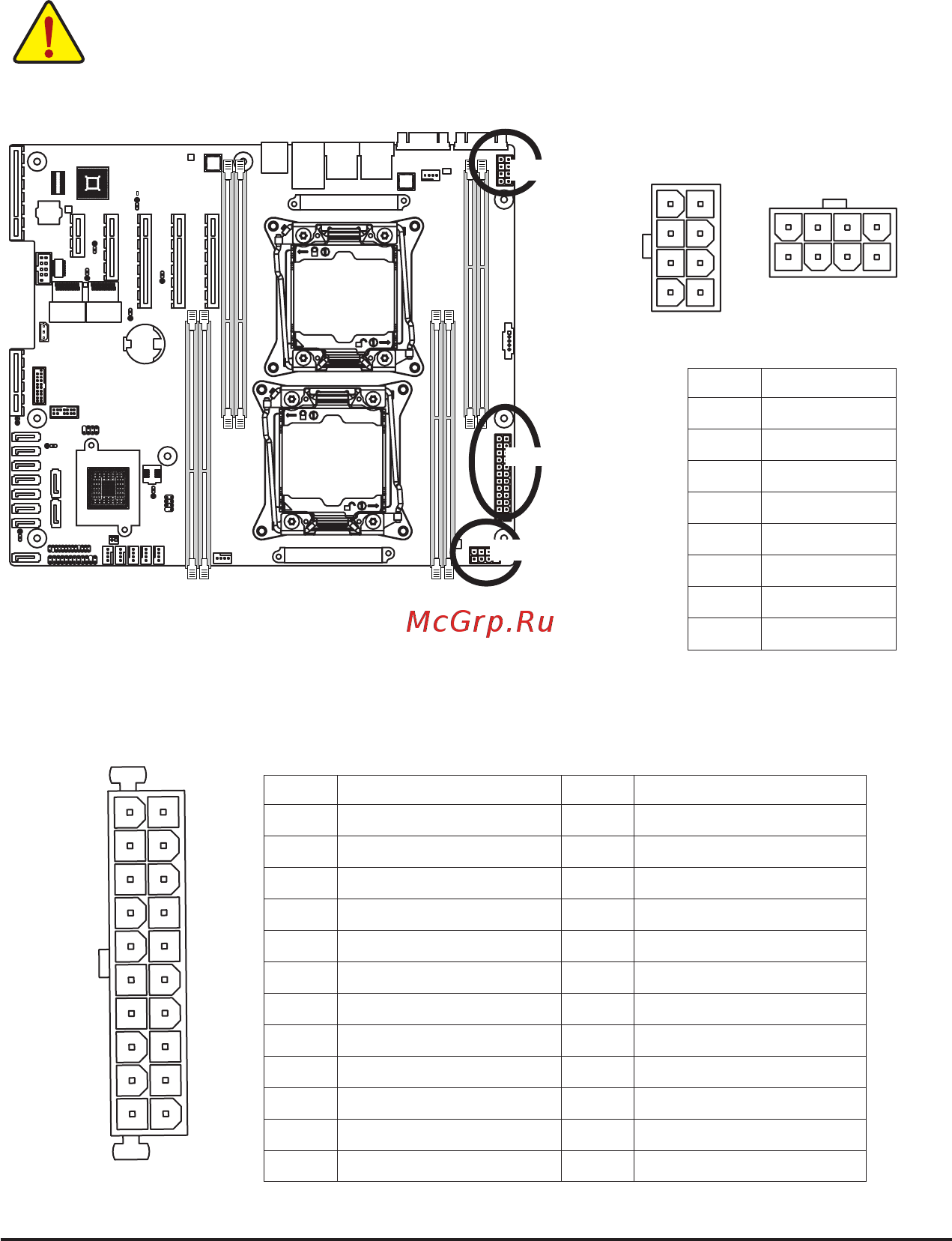 Gigabyte MD30-RS0 (rev. 1.0) [21/123] 2 3 atx1 p12v_aux1 p12v_aux2 2x4 12v power connector and 2x12 main power connector