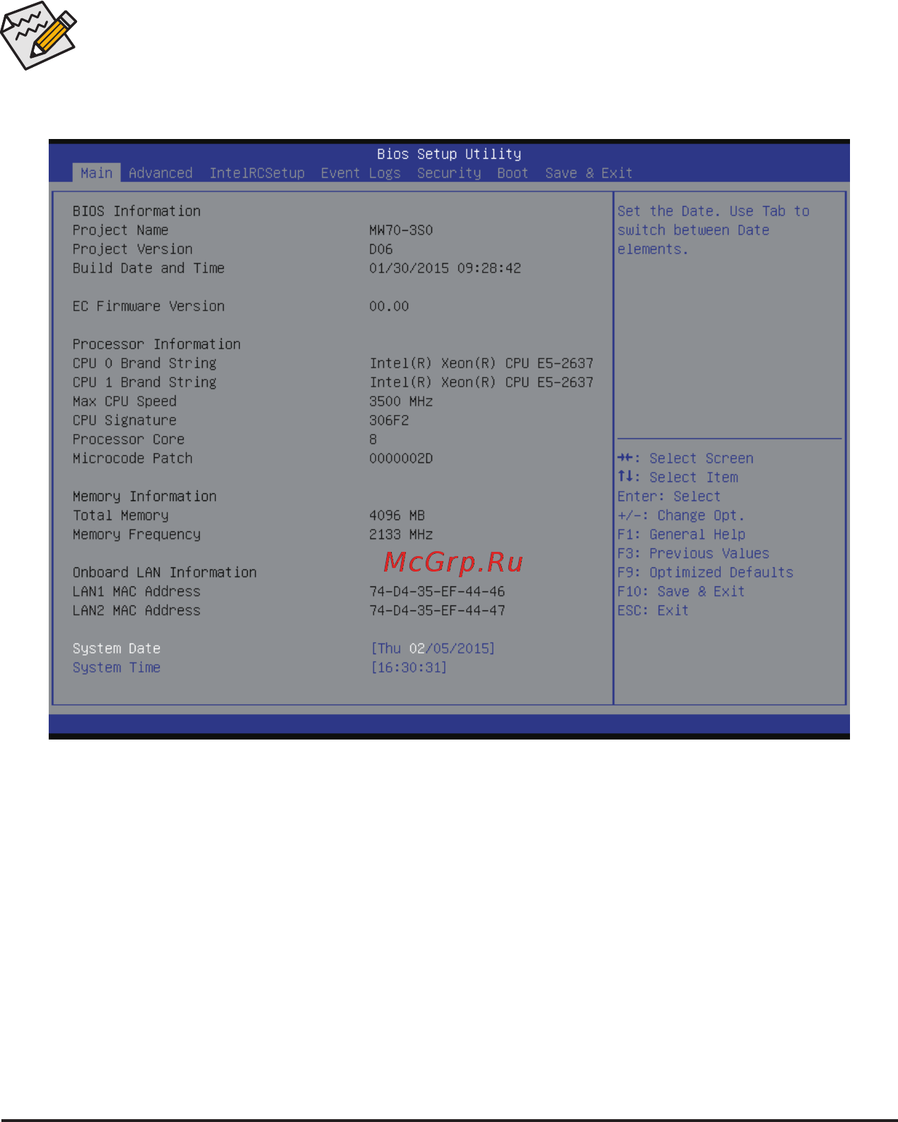 Gigabyte MW70-3S0 (rev. 1.0) [46/135] 1 the main menu