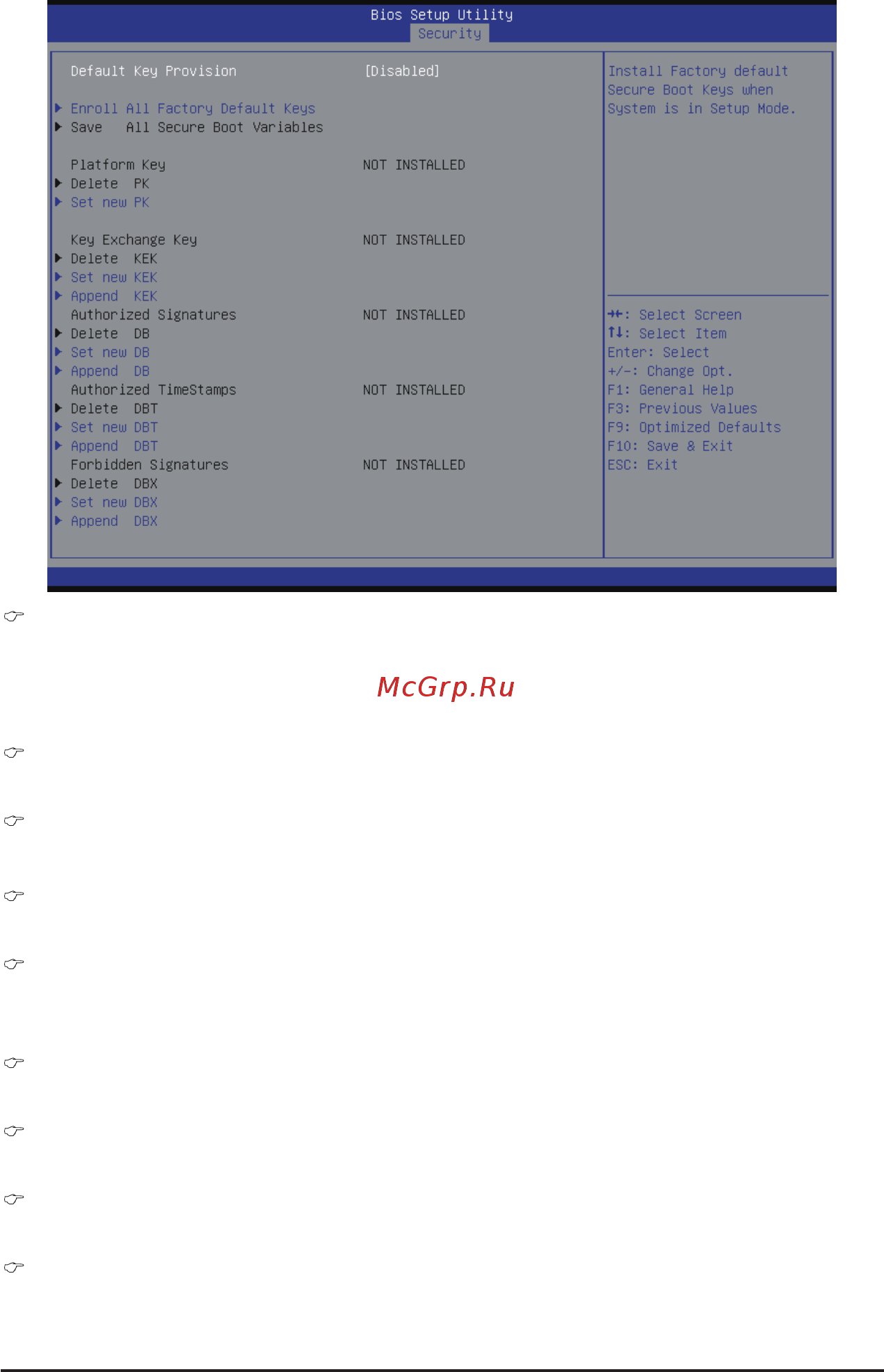 Gigabyte MH70-HD0 (rev. 1.0) [105/114] Default key provisioning