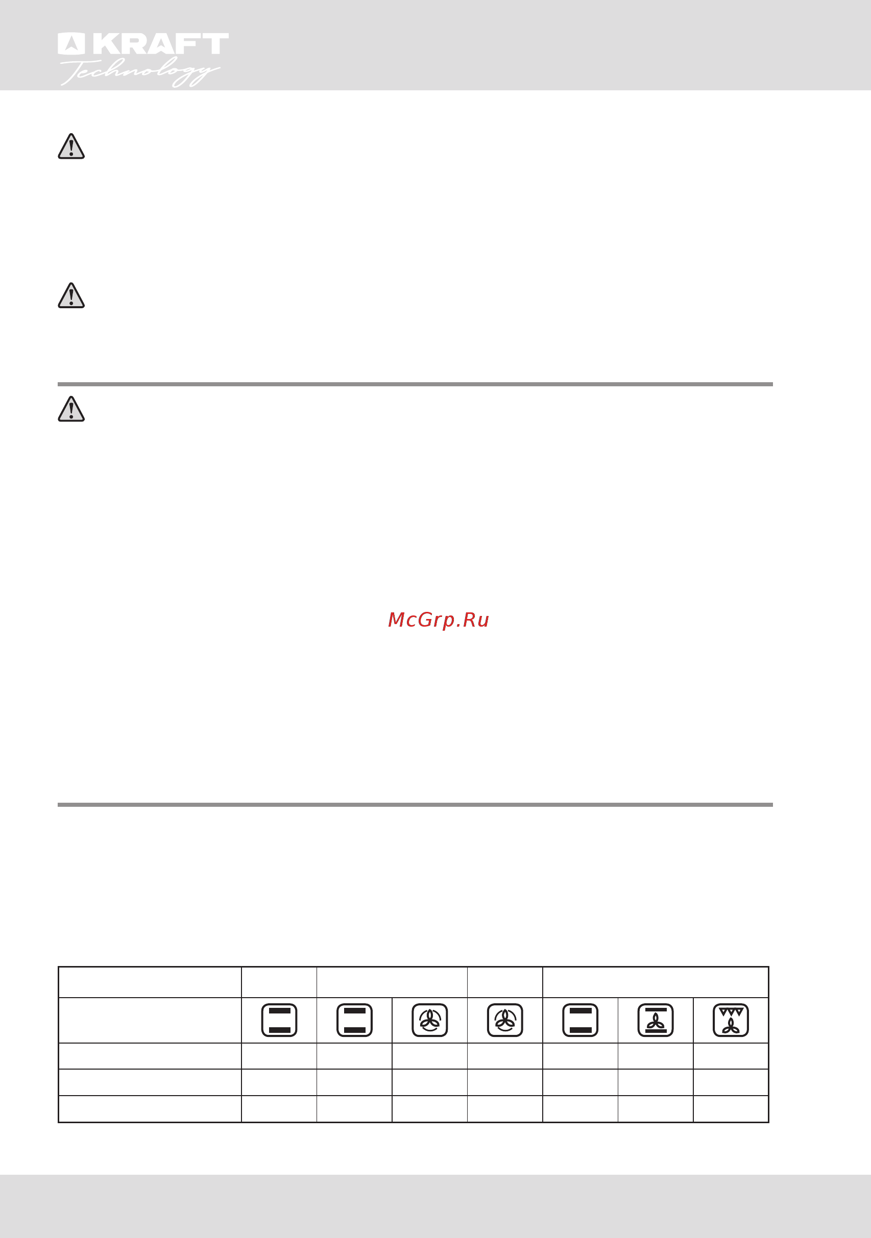 KRAFT Technology TCH-OV102WG [35/40] Cooking instructions