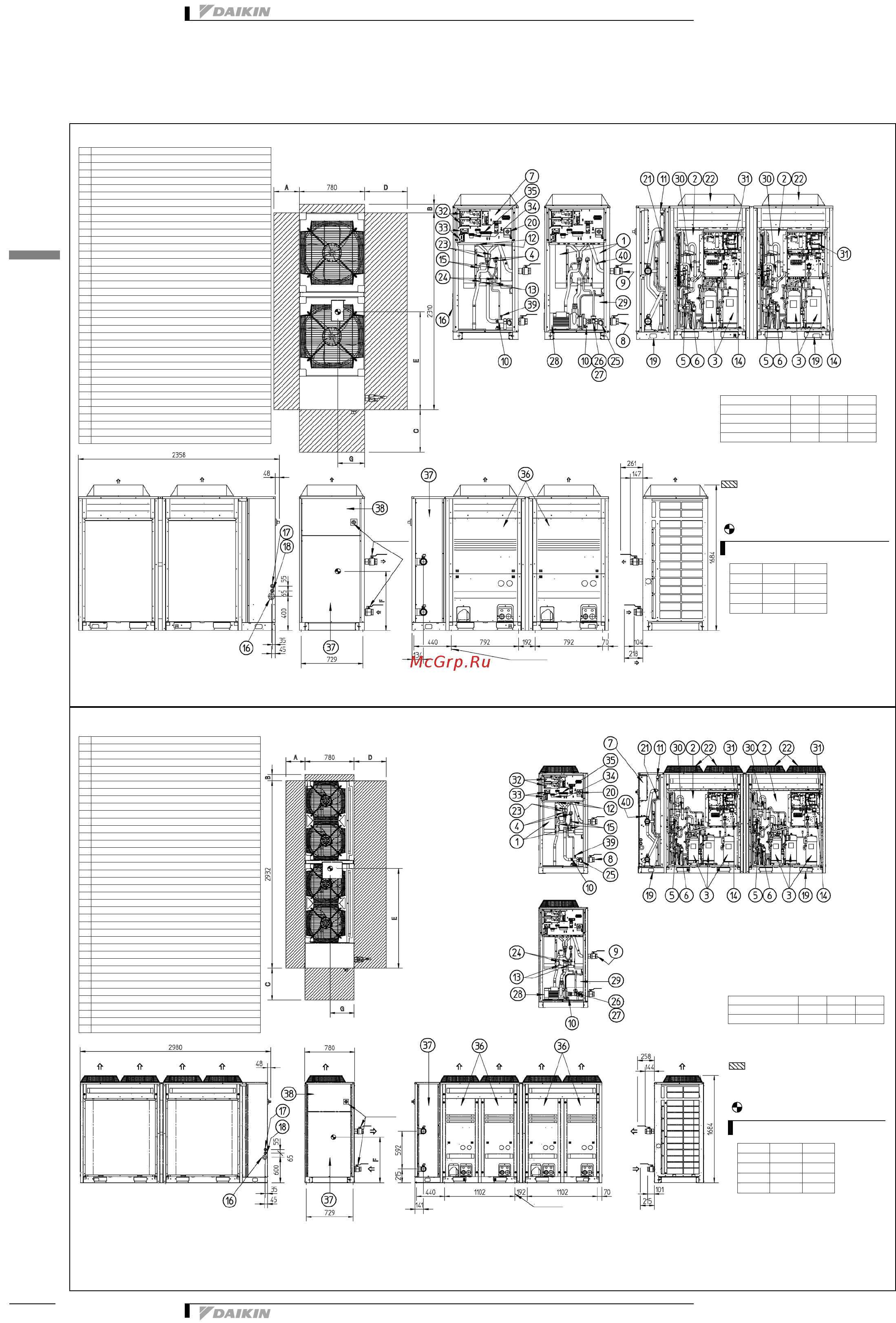 Daikin EWYQ025BAWN [18/34] Размерные чертежи