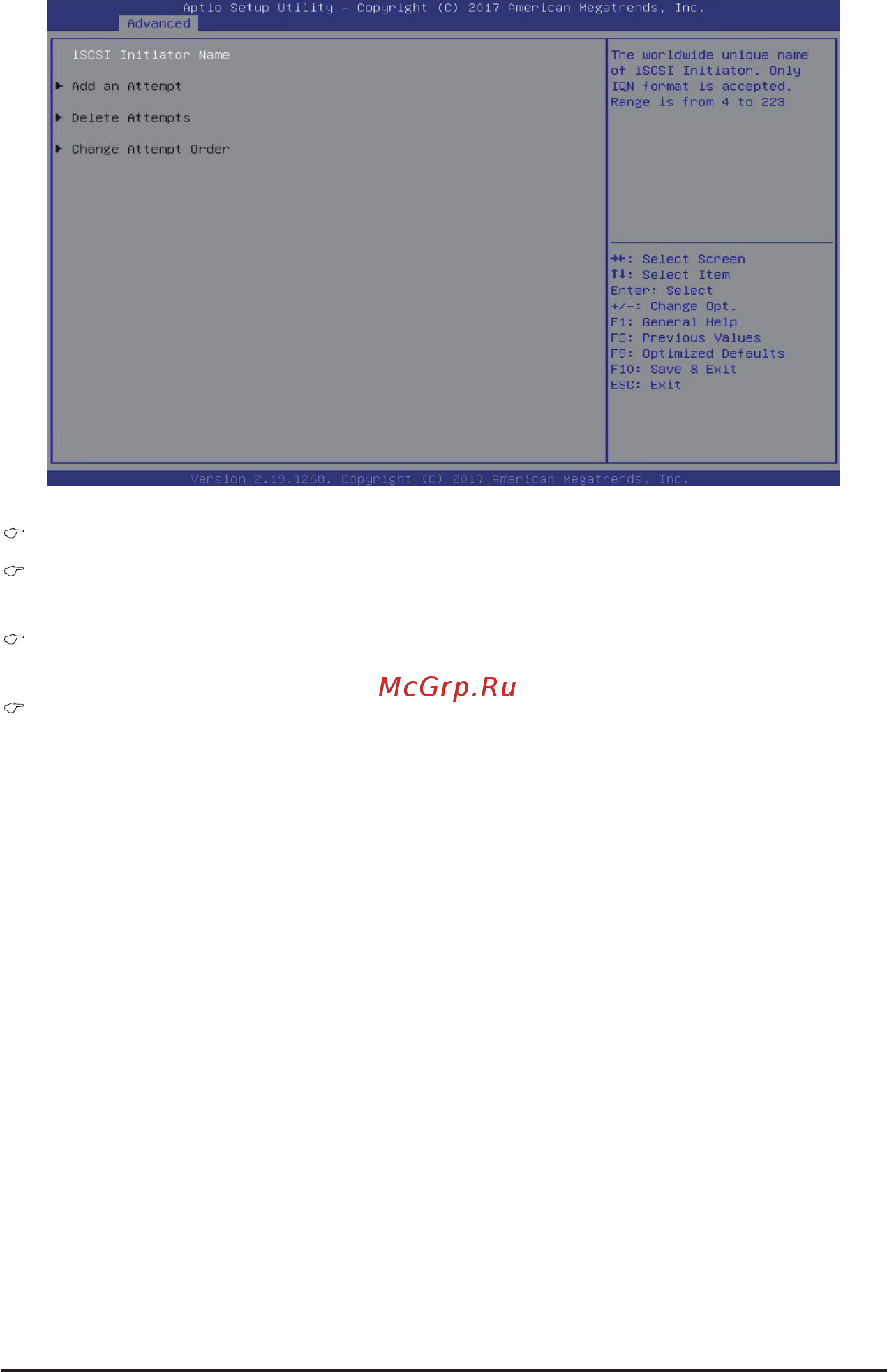 Gigabyte H261-3C0 (rev. 100) [47/123] Iscsi initiator name add an attempt