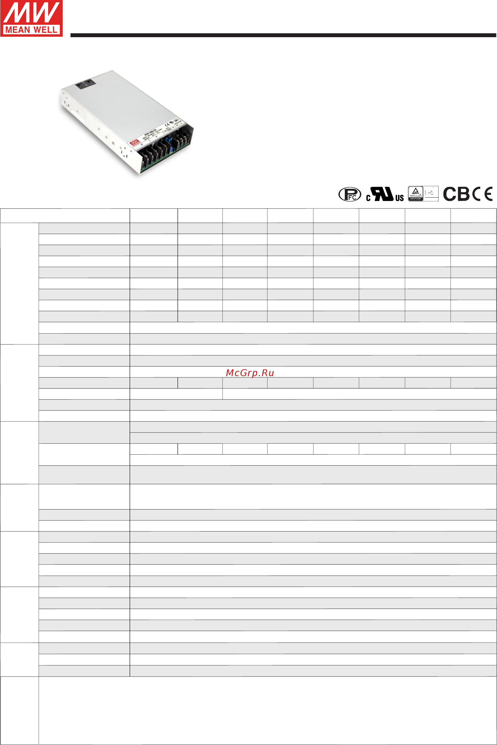 MEAN WELL RSP-500-4 Data Sheet онлайн