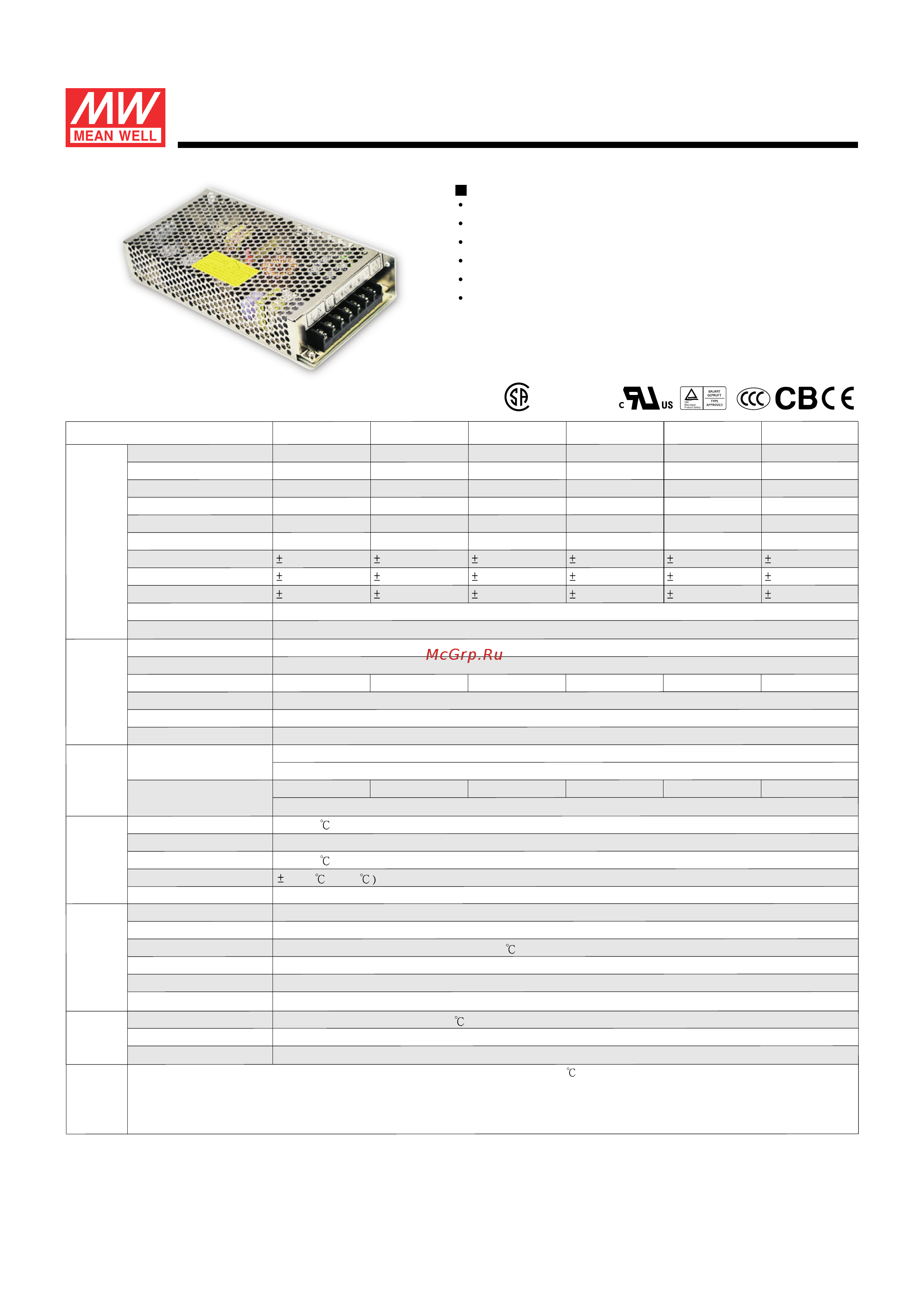 MEAN WELL S-100F-5 Data Sheet онлайн