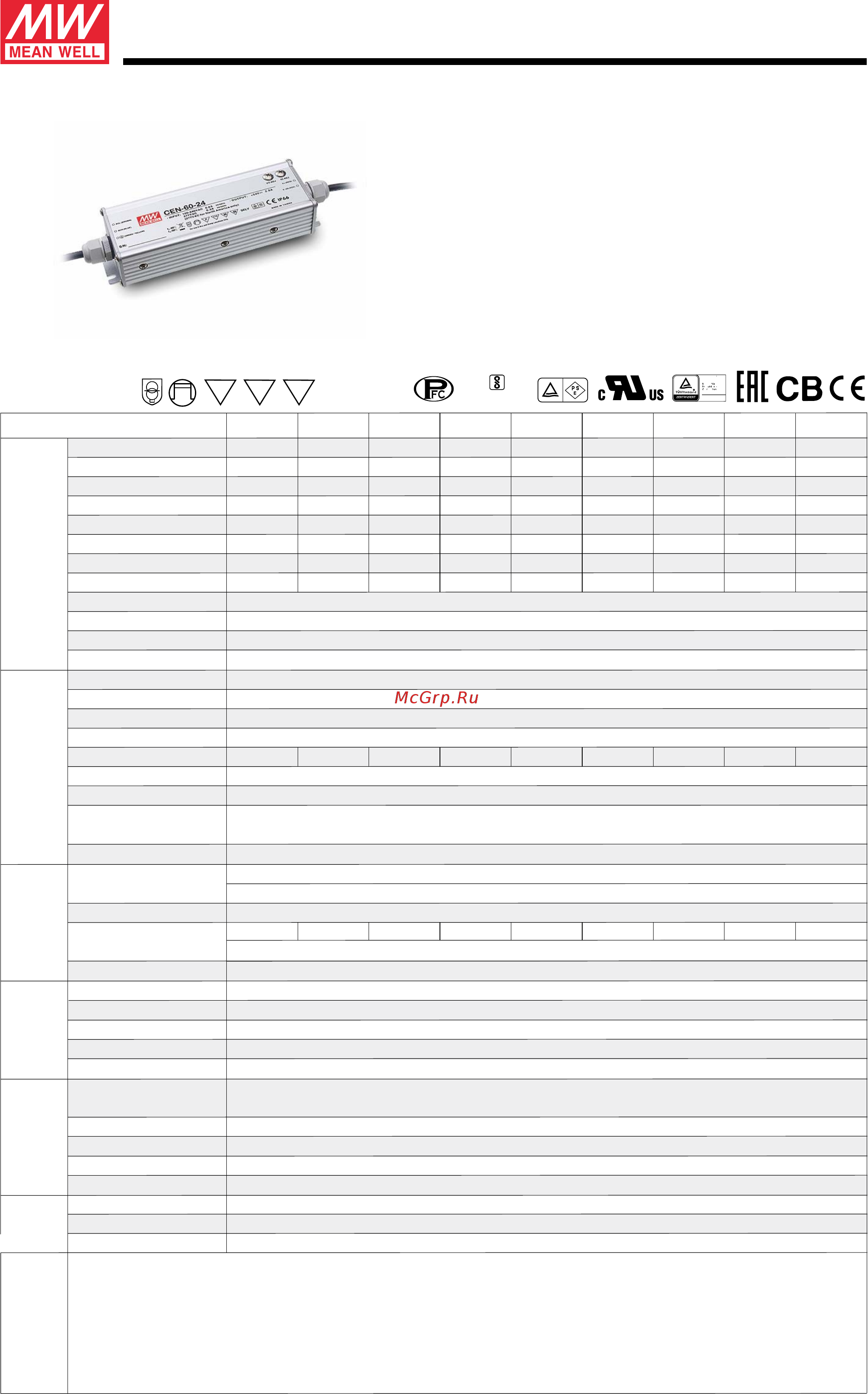 MEAN WELL CEN-60-15 Data Sheet онлайн