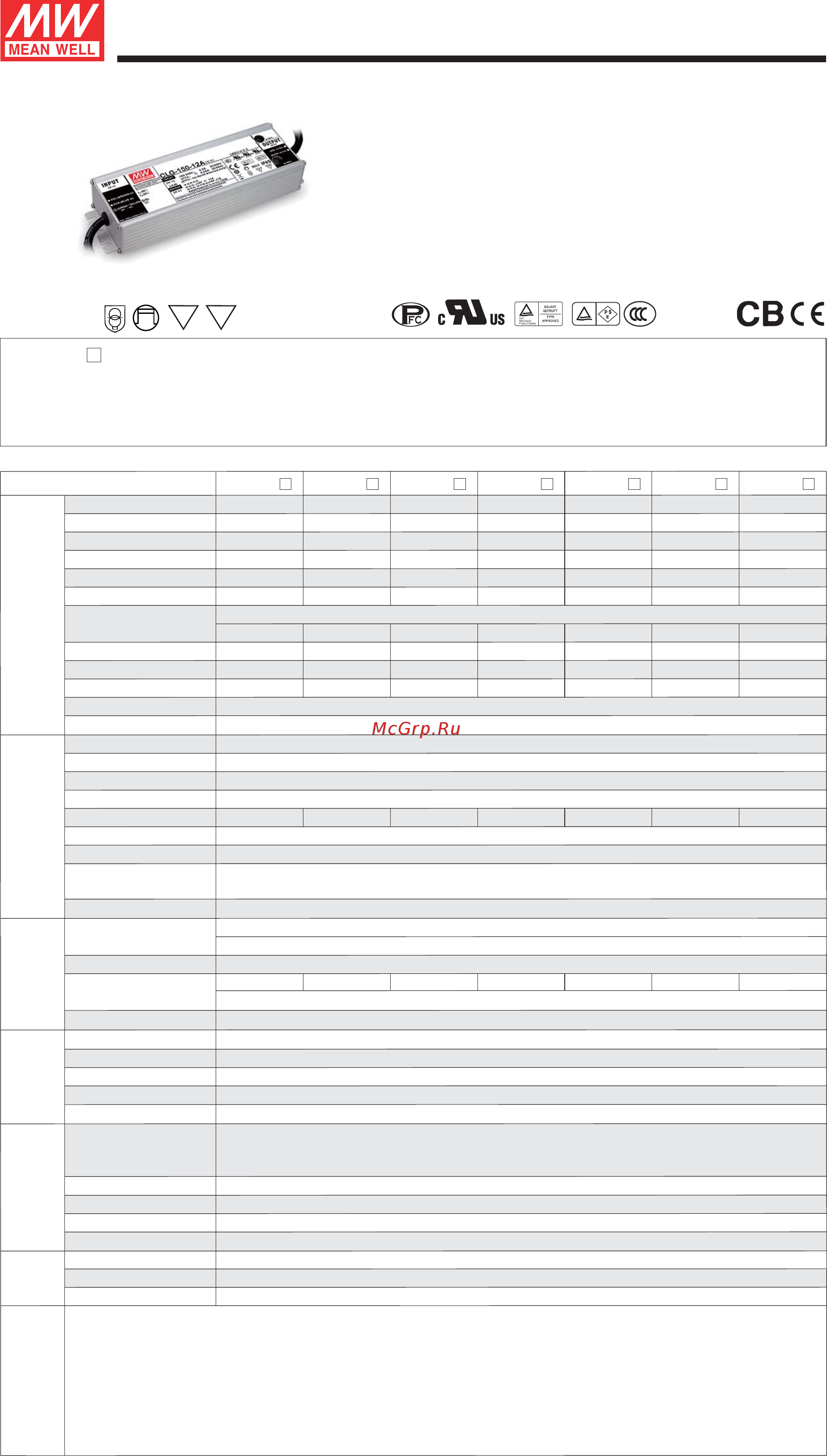 MEAN WELL CLG-150-24A Data sheet онлайн