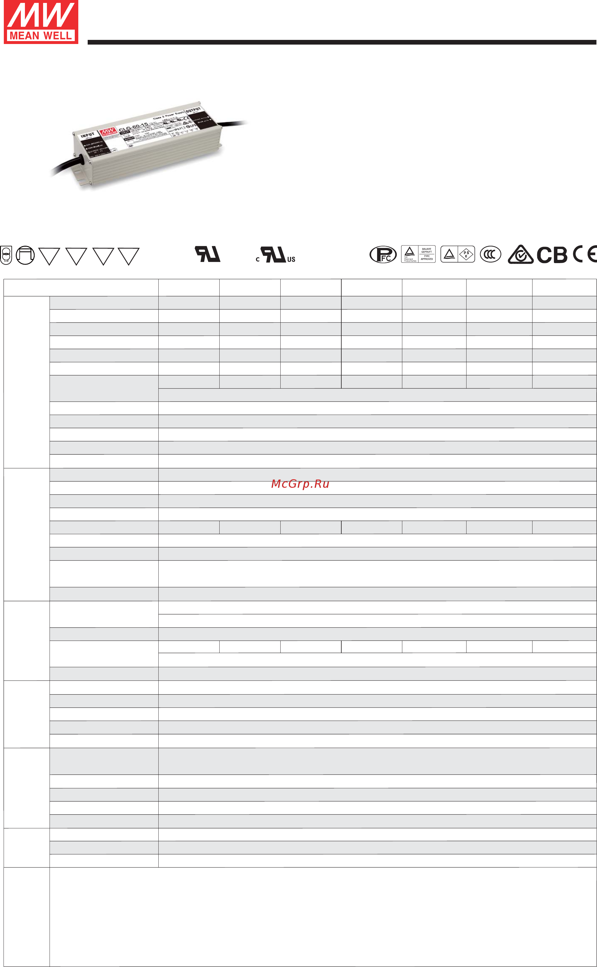 MEAN WELL CLG-60-12 Data sheet онлайн