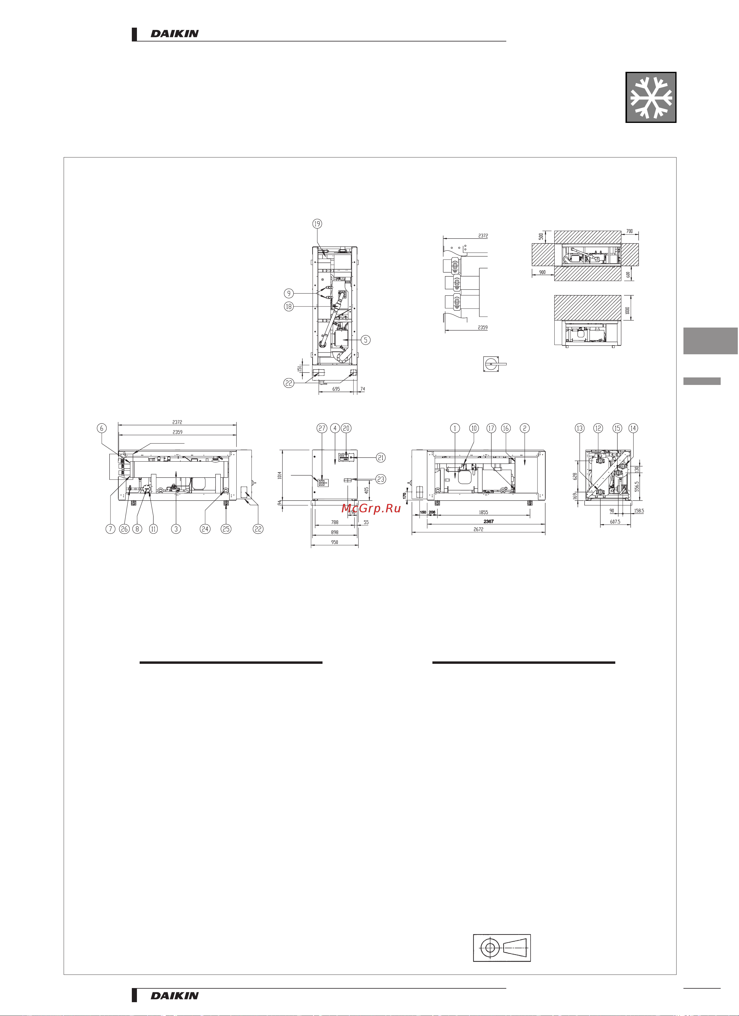 Daikin EUW(*)140КХ [15/40] Dimensional drawings