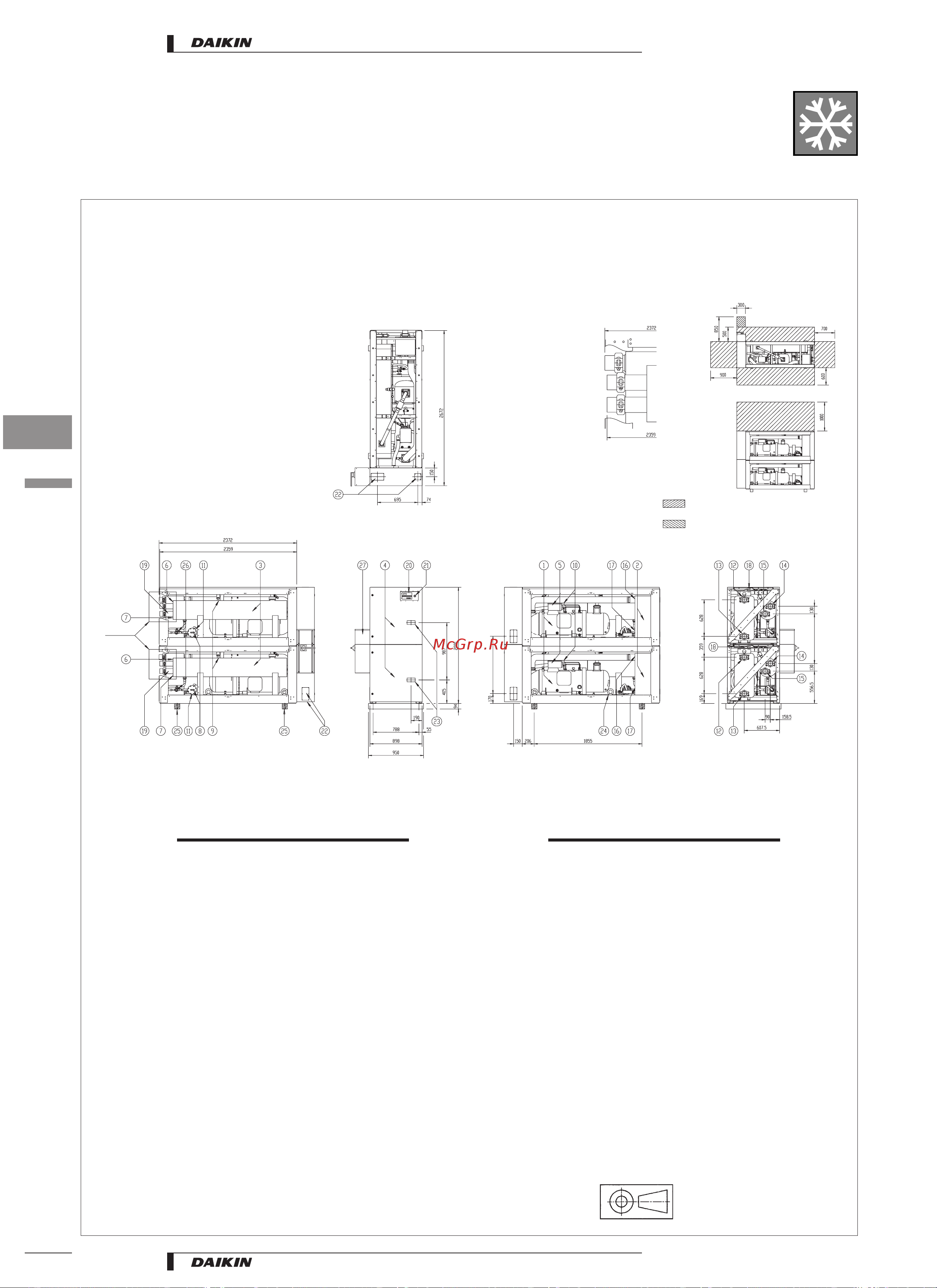 Daikin EUW(*)60КХ [16/40] Dimensional drawings