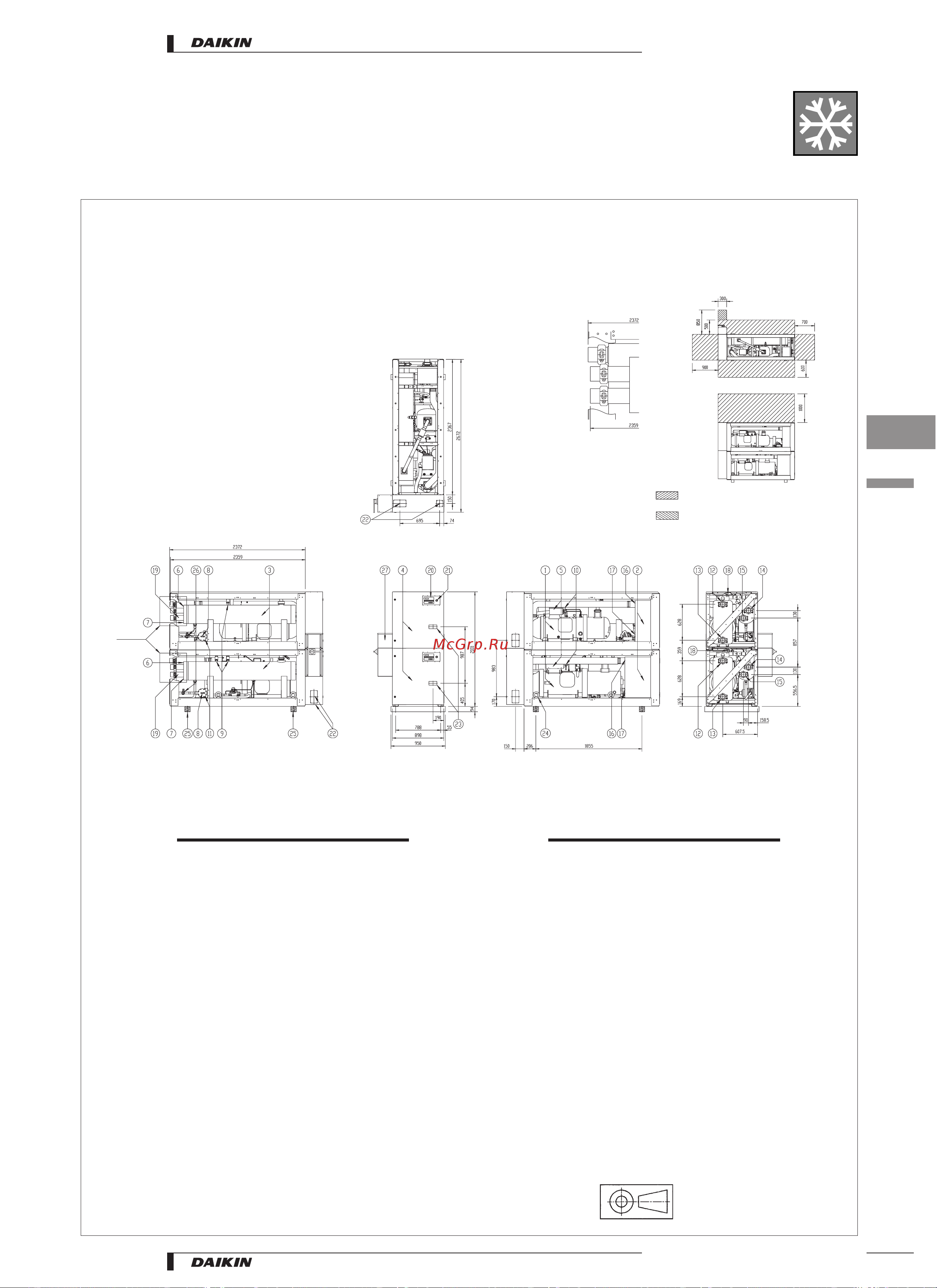 Daikin EUW(*)140КХ [17/40] Dimensional drawings