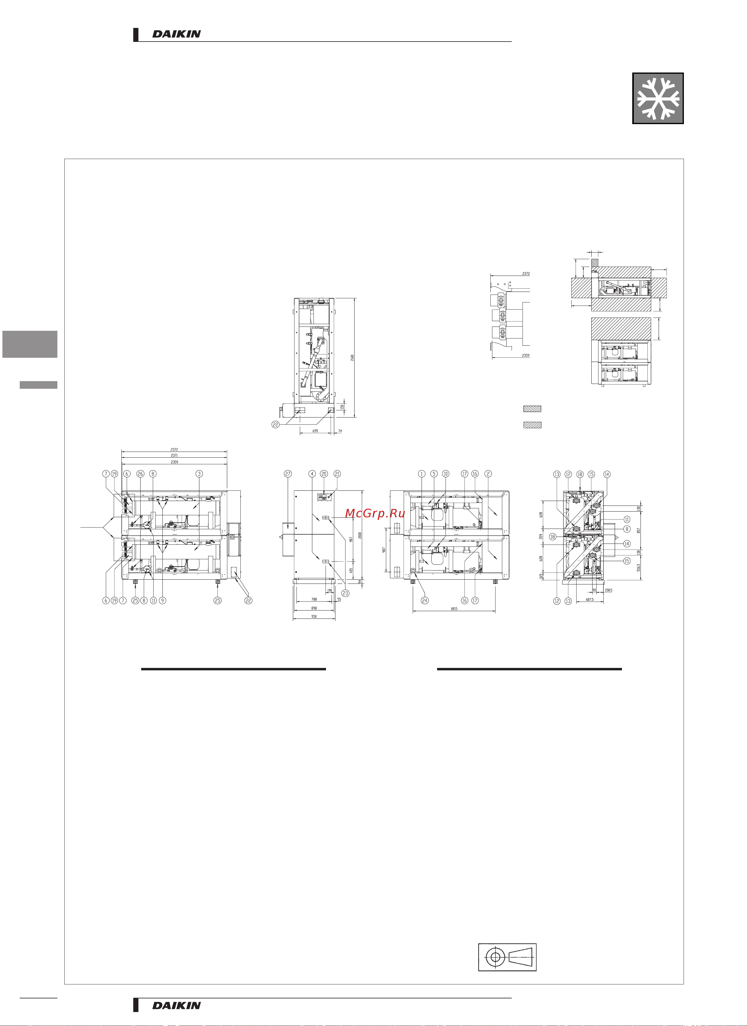 Daikin EUW(*)140КХ [18/40] Dimensional drawings