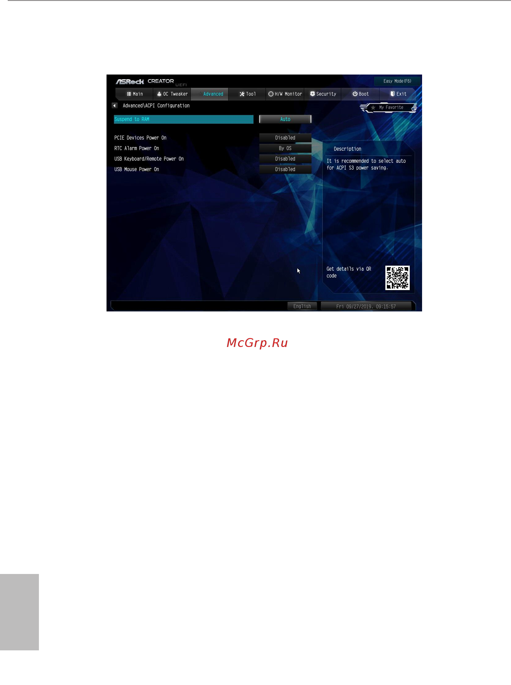 ASRock X299 Creator [105/122] Acpi configuration