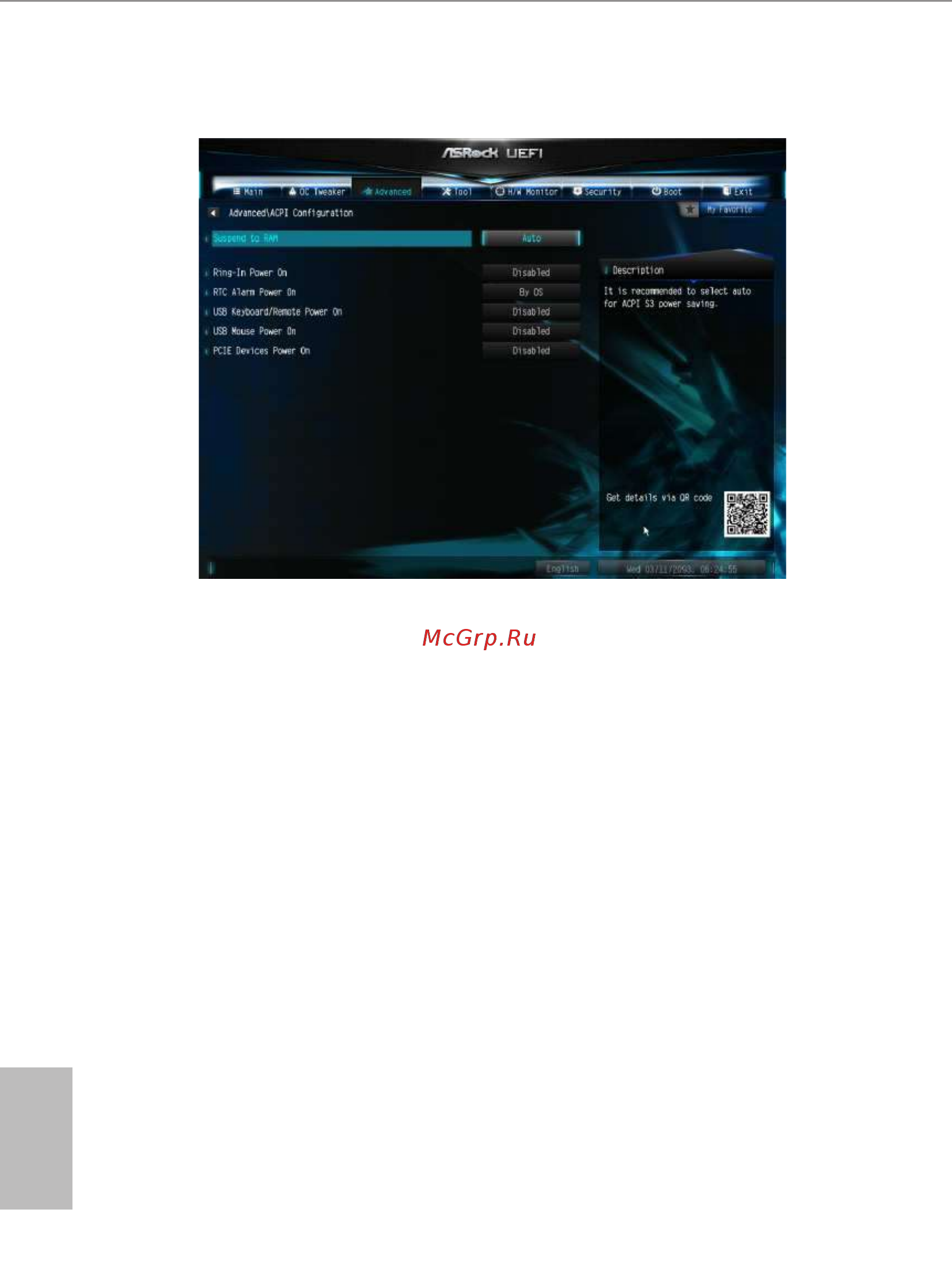 ASRock X99 WS-E/10G [94/108] Acpi coniguration