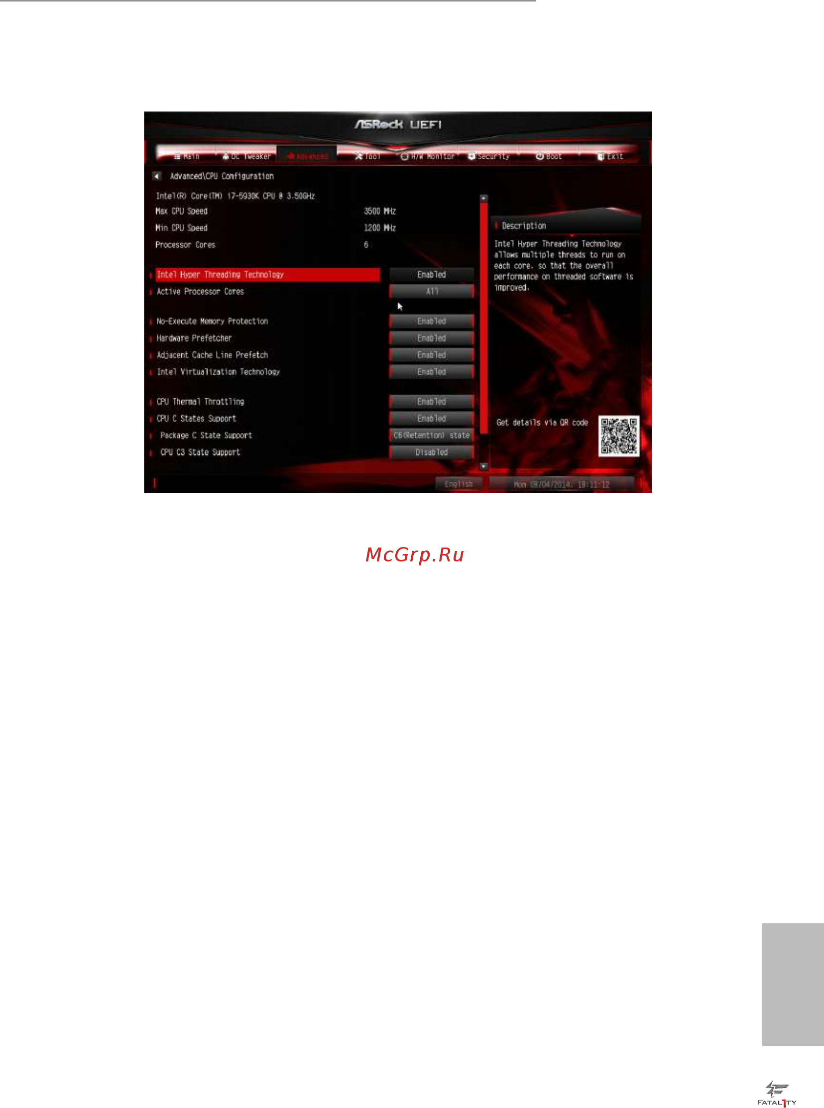 ASRock Fatal1ty X99X Killer [85/105] Cpu configuration