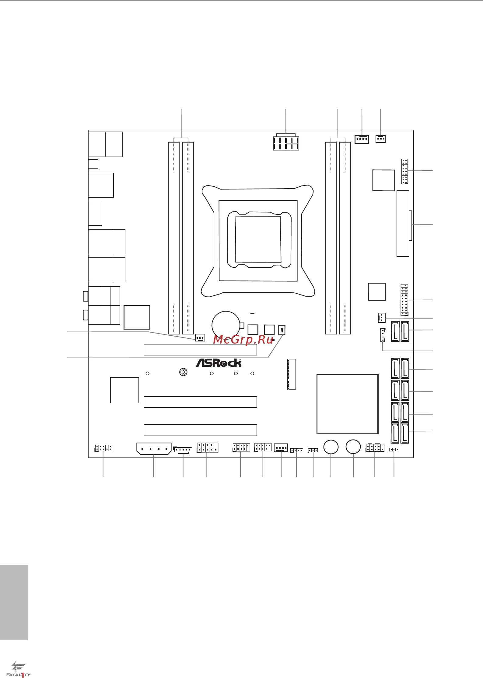 ASRock Fatal1ty X99M Killer [14/100] Motherboard layout