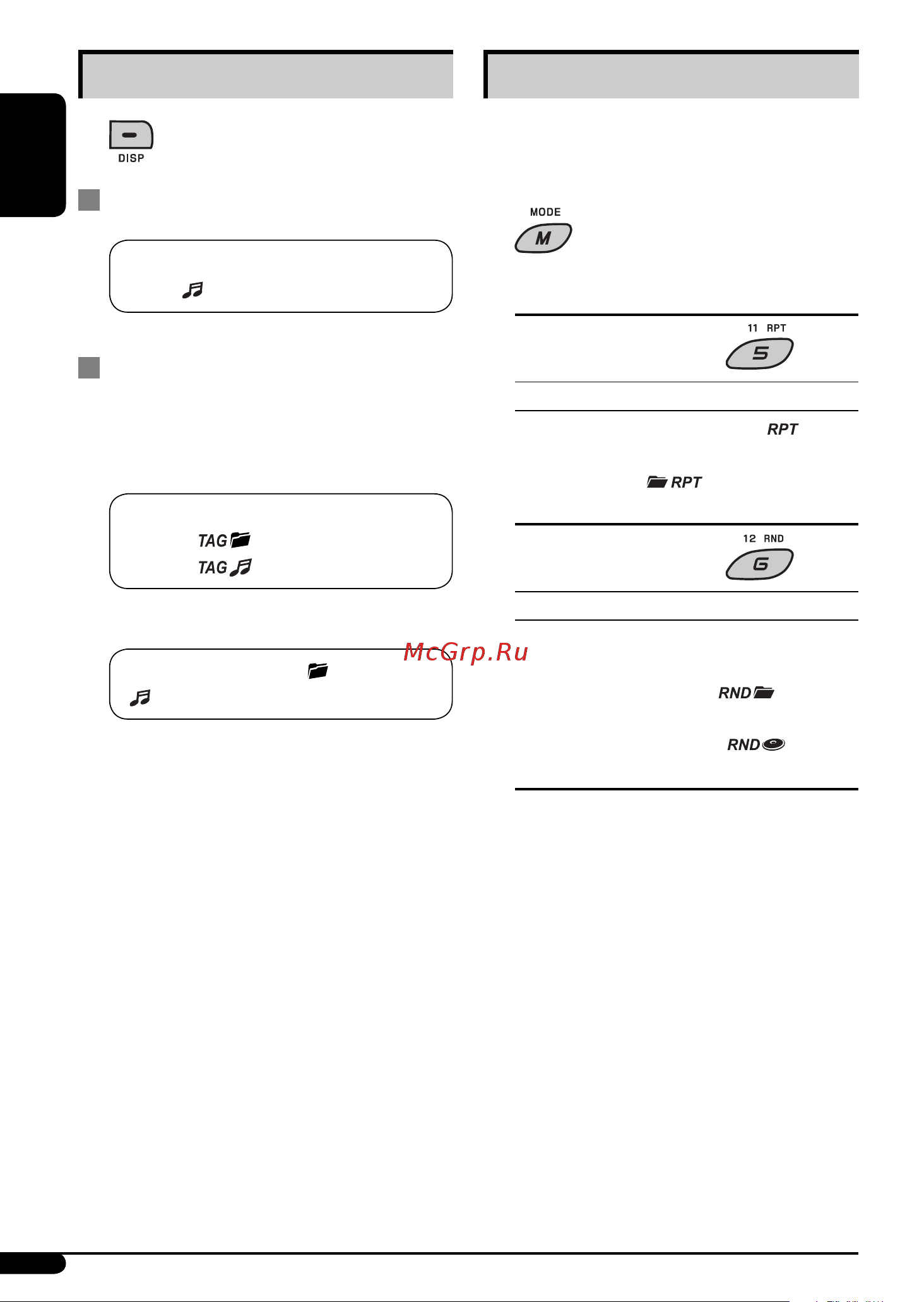 JVC KD-G447 [12/74] Selecting the playback modes