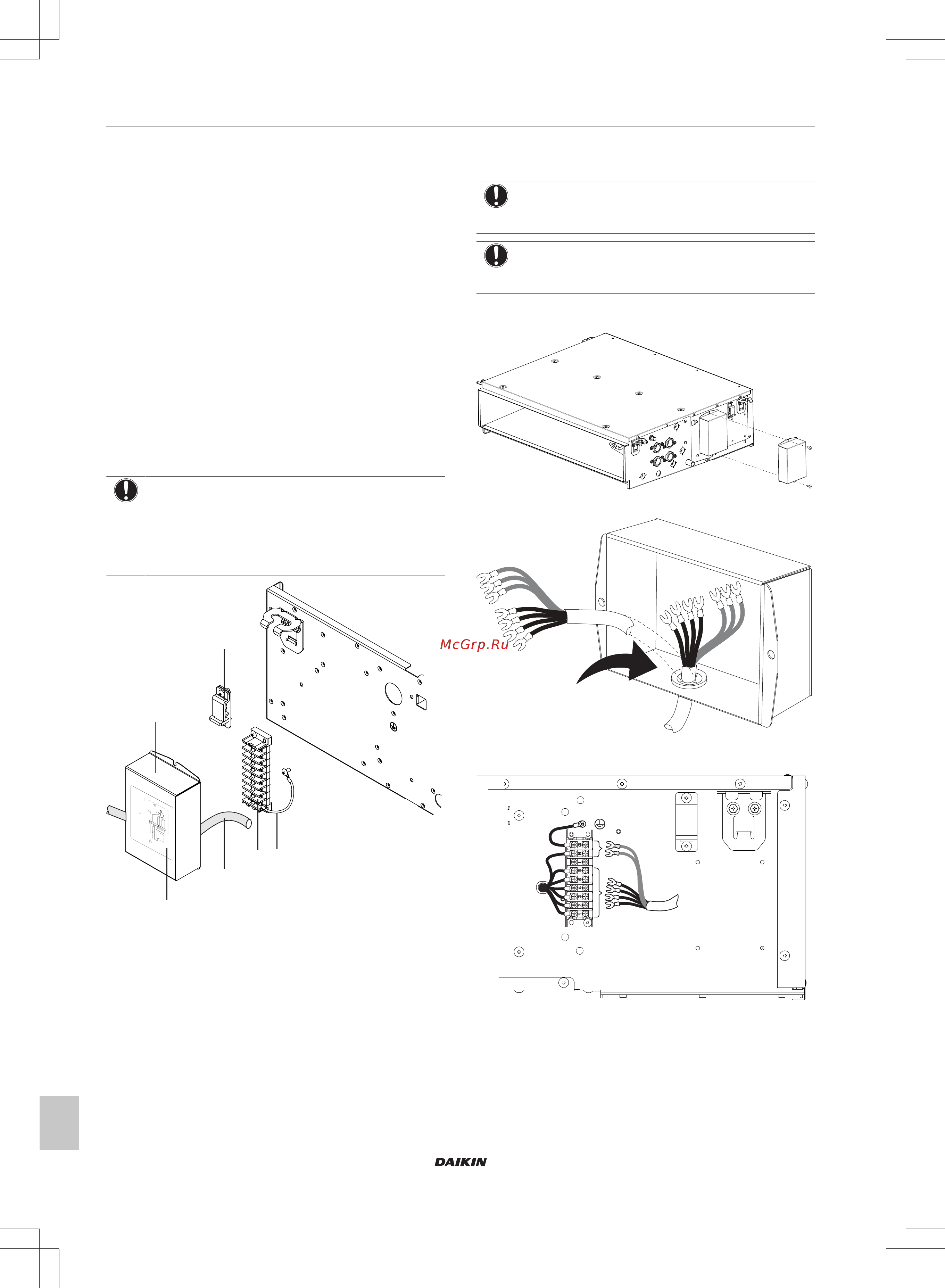 Daikin FWE11DAFN5V3-R [190/200] Elektromos huzalok csatlakoztatása a klímakonvektor egységhez
