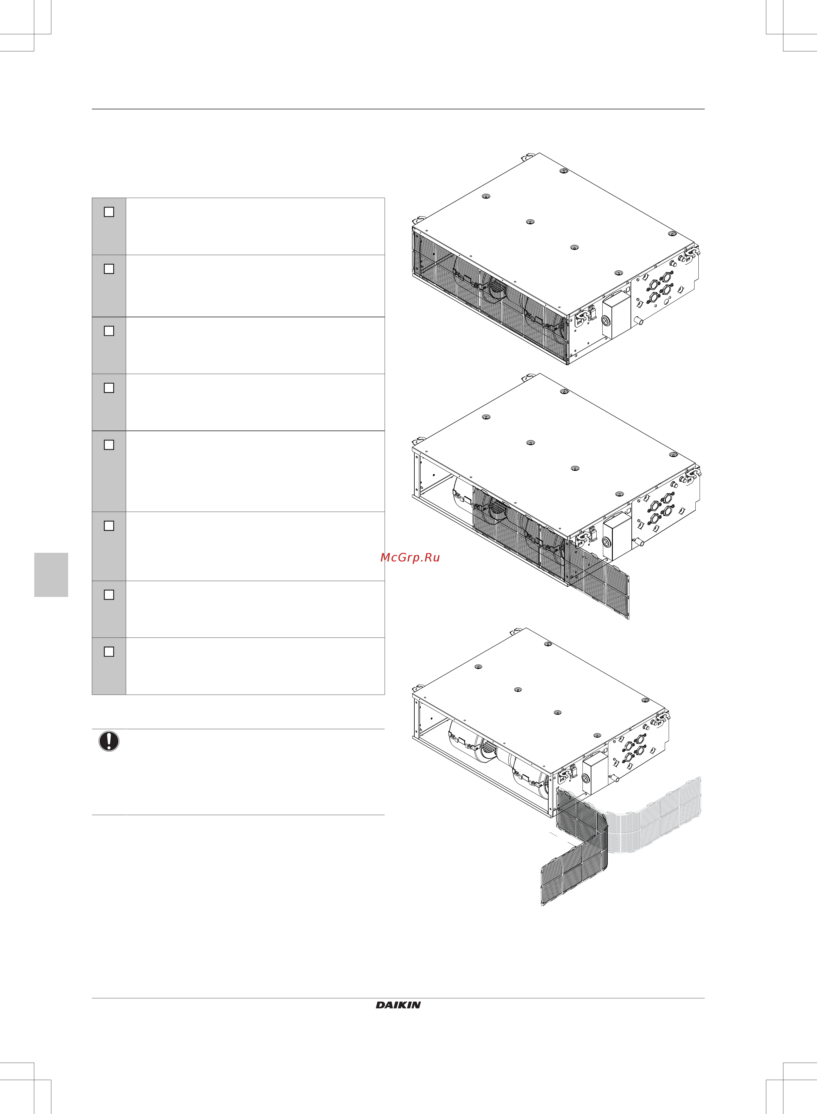 Daikin FWE11DAFN5V3-R [50/200] Liste de contrôle avant la mise en service