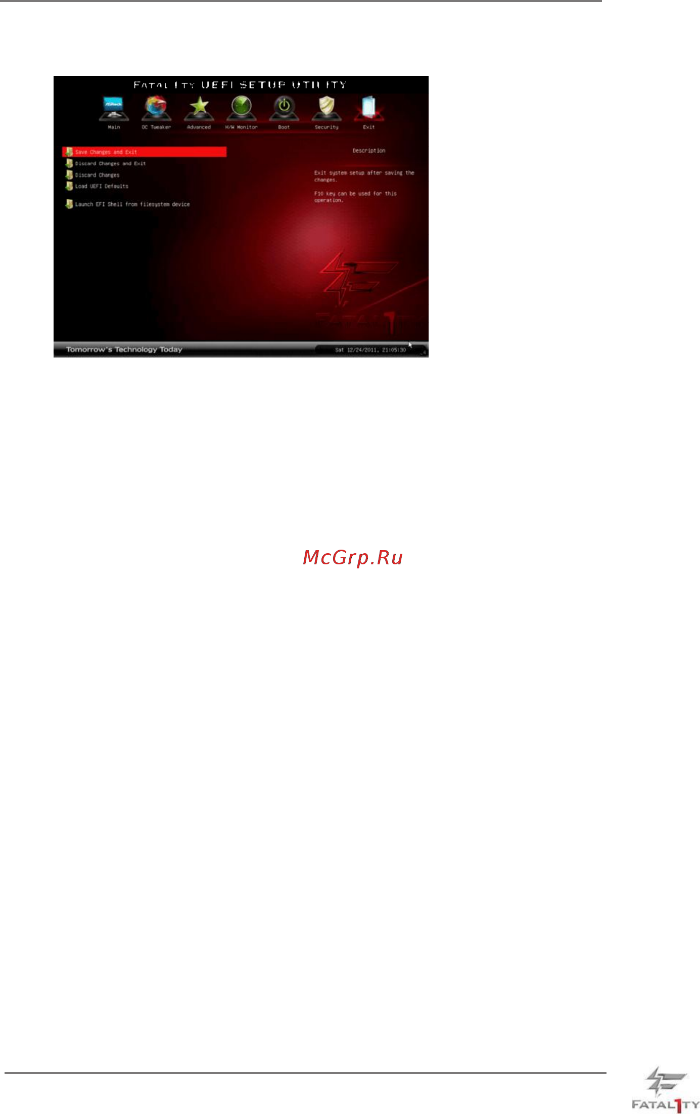 ASRock Fatal1ty Z77 Professional-M [77/83] Exit screen