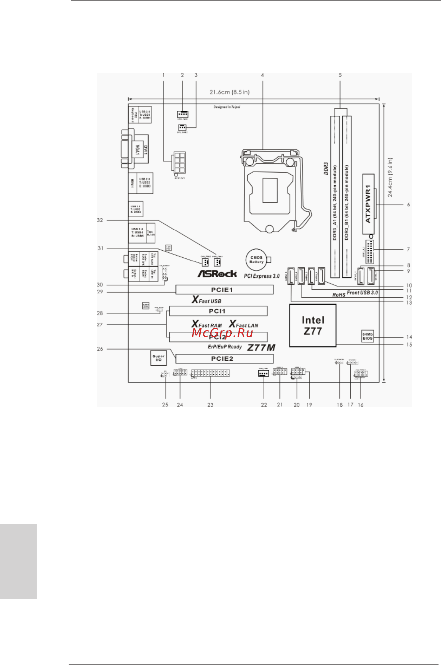 ASRock Z77M [2/210] Motherboard layout