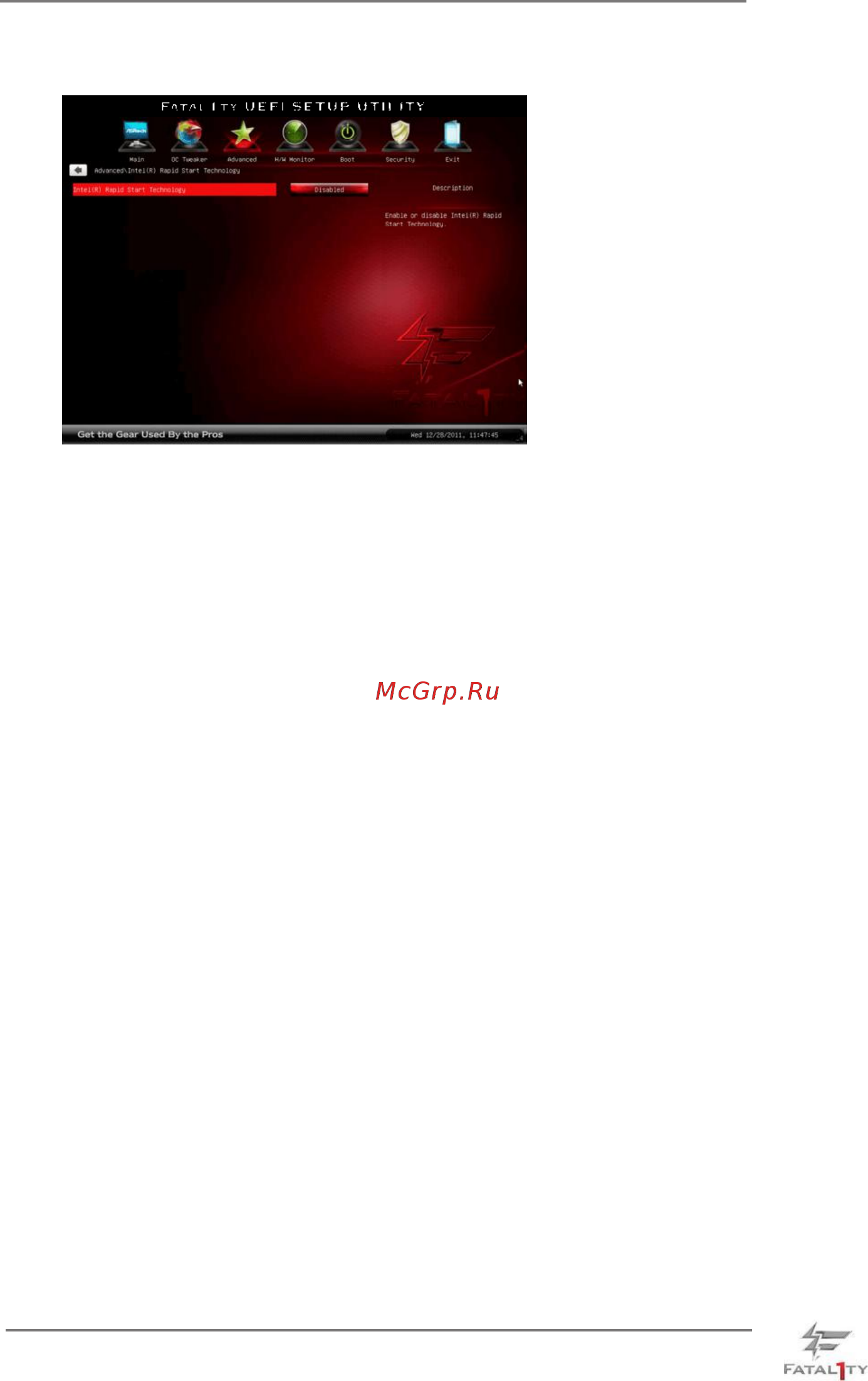 ASRock Fatal1ty Z77 Professional [77/92] Intel r rapid start technology
