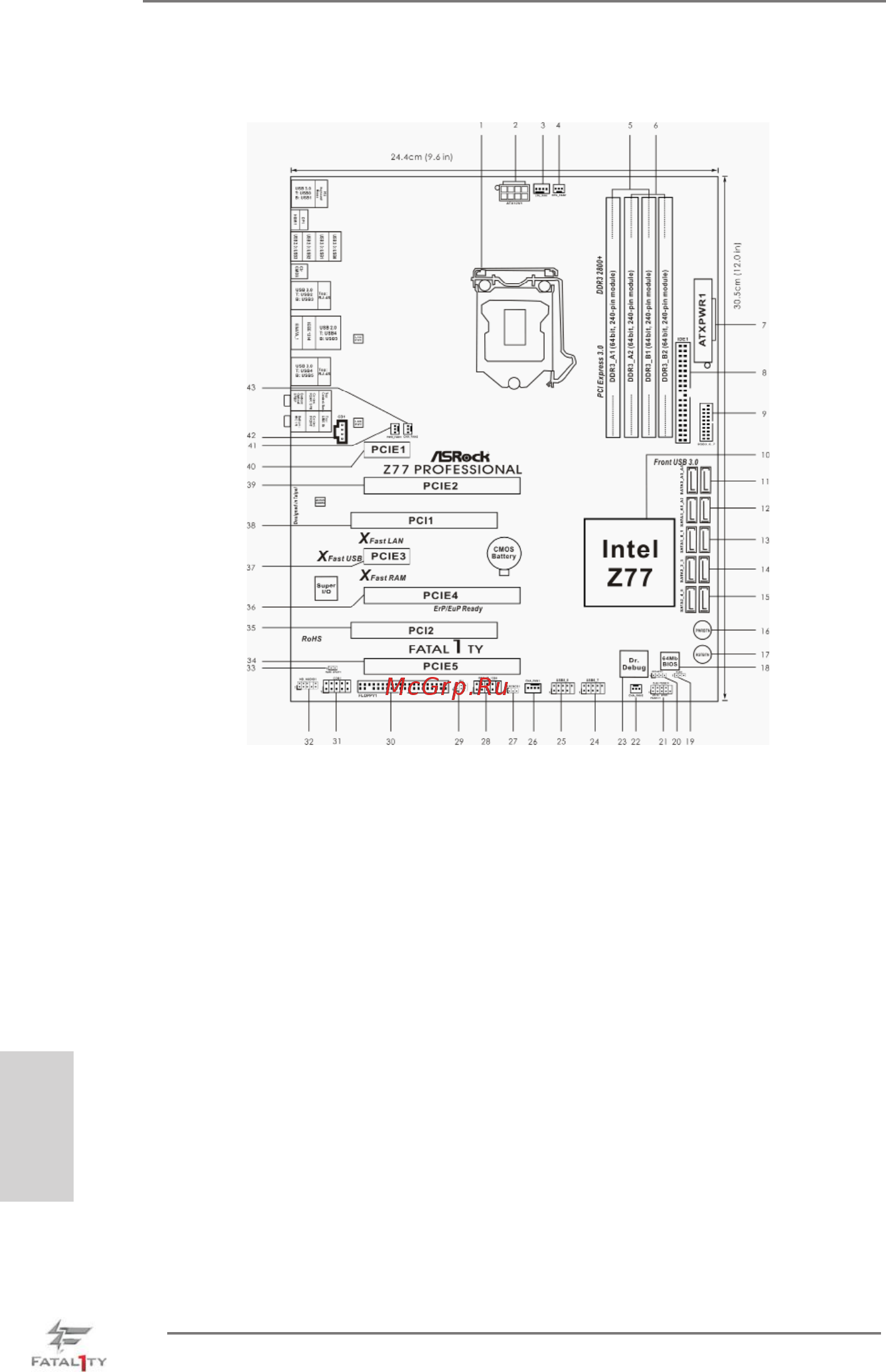 ASRock Fatal1ty Z77 Professional [4/243] Motherboard layout