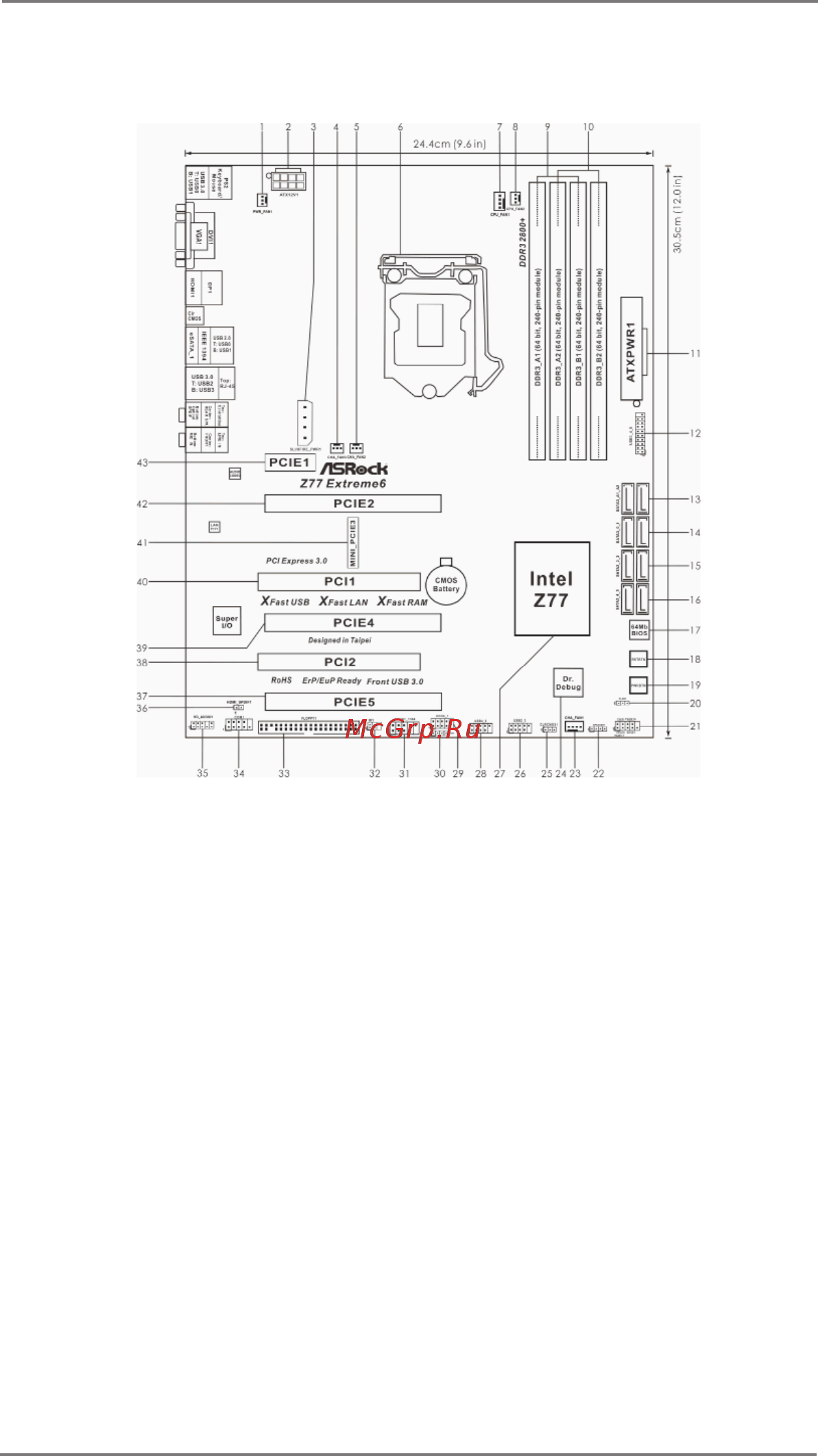 ASRock Z77 Extreme6 [14/87] Motherboard layout