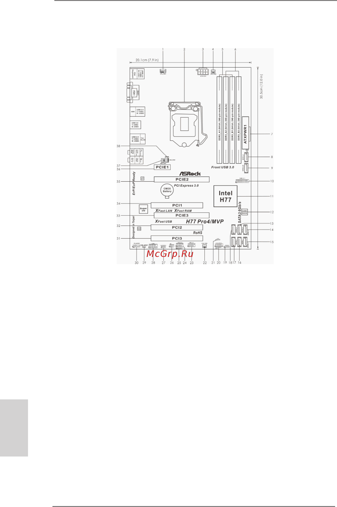 ASRock H77 Pro4/MVP [2/208] Motherboard layout